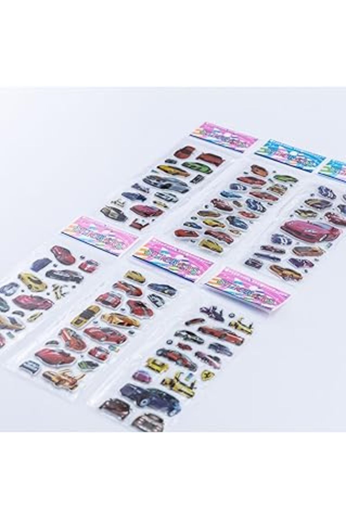 NETWORK ART Bimotif 6 Adet Kabartmalı Yapışkan Sticker, Süper Arabalar