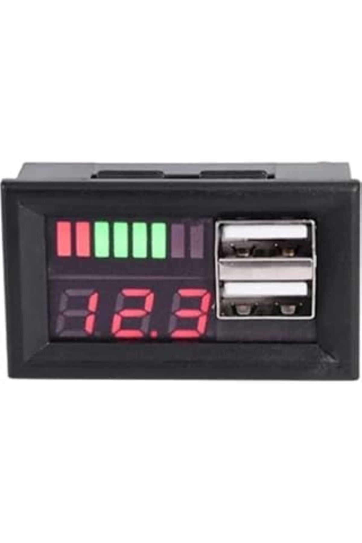 NETWORK ART Sanec Kırmızı Led Dijital Ekran Voltmetre Usb 5V 2A Çıkış Dc 12V