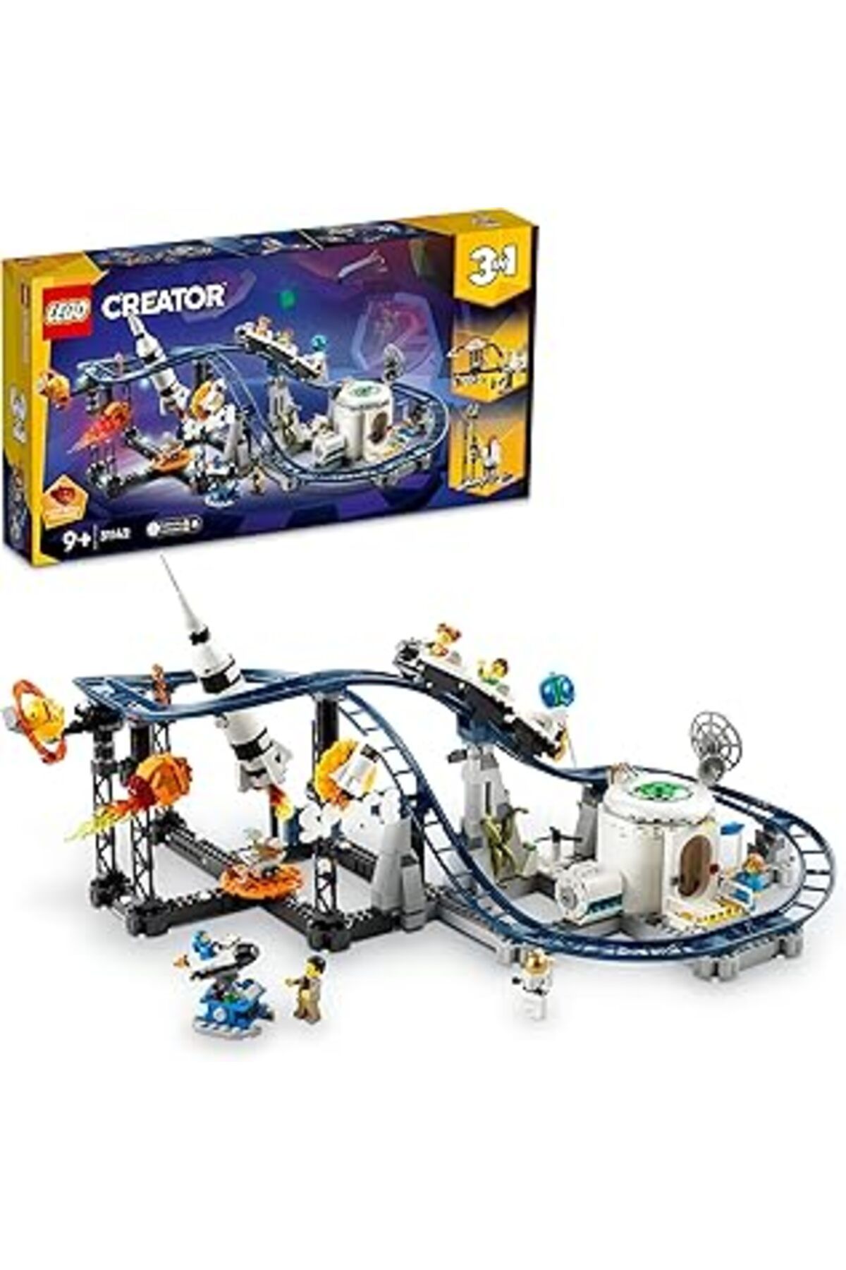 Qedii Lego Creator Uzay Hız Treni, Düşüş Kulesi Ve Atlıkarınca Seti Üçü Bir Arada, Lunapark Makineleri Mo
