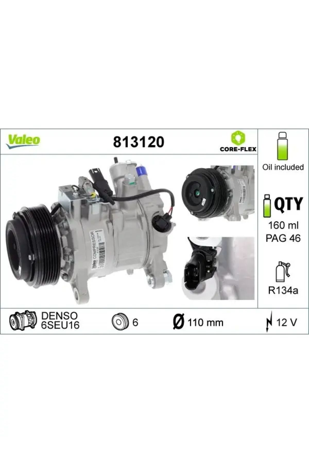 VALEO KLIMA KOMPRESORU BMW N47 N20 F20 F22 E90 E93 F30 F80 F34 F10 E84 E89