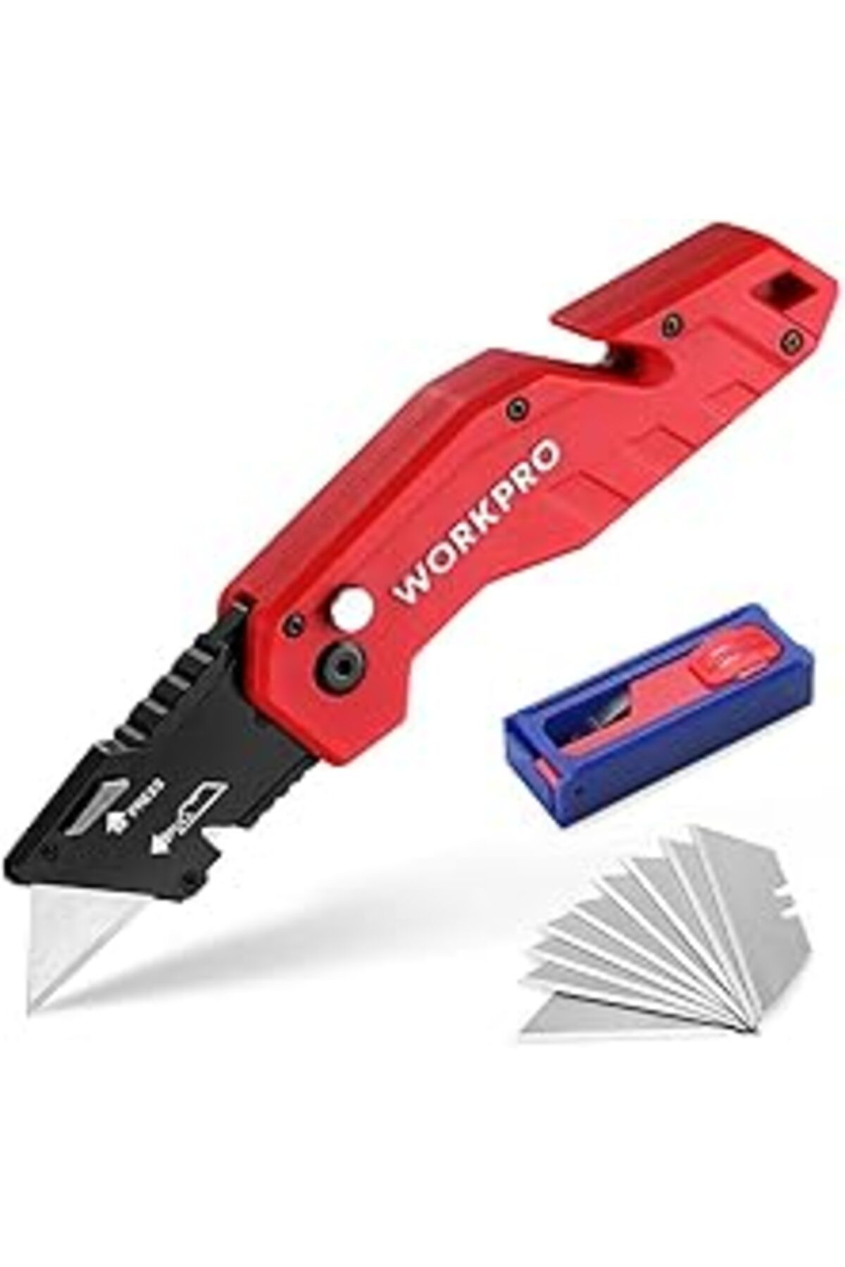 TBSProjects Workpro Wp211018 Profesyonel Katlanır Çok Amaçlı Rötuş Maket Bıçağı 10 Adet Yedek Bıçak