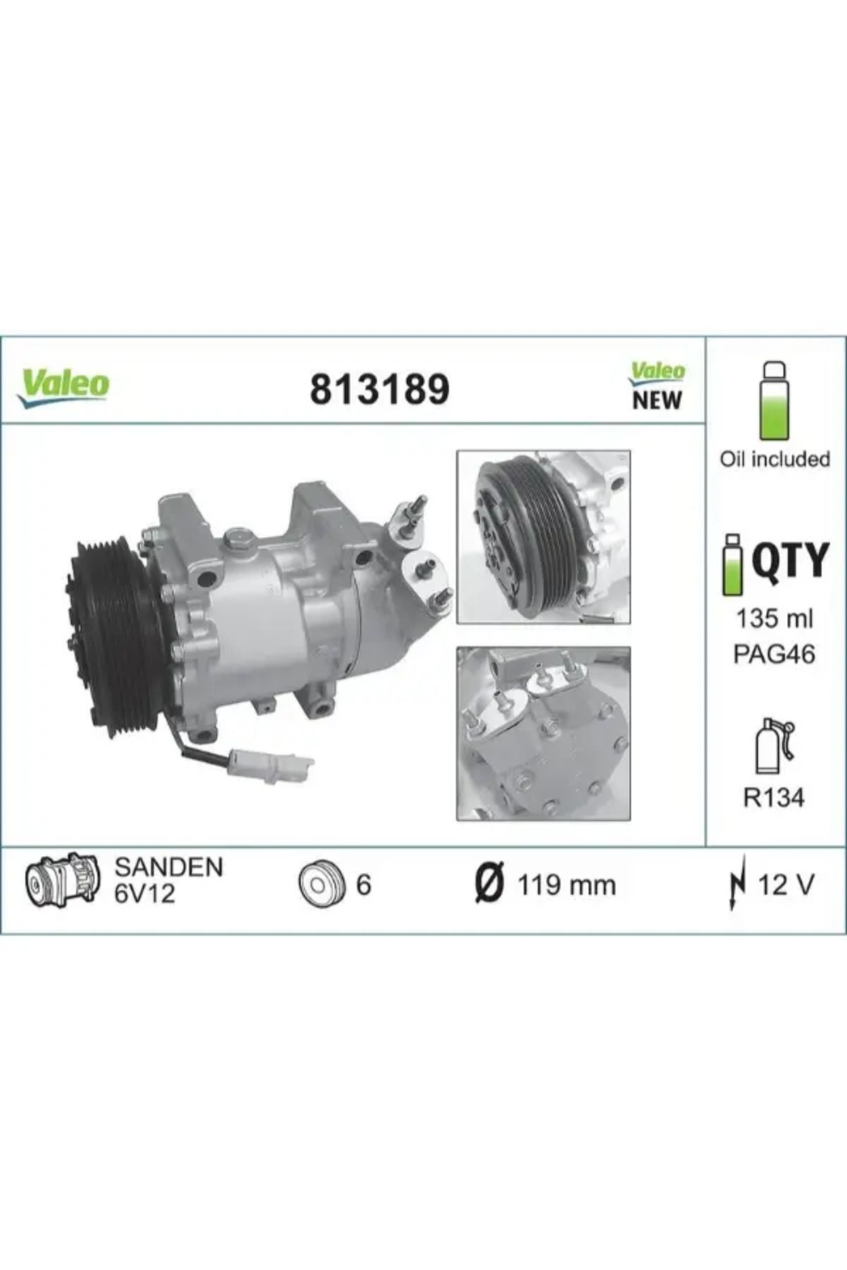 VALEO KLIMA KOMPRESORU BERLINGO C2 C3 C3 II C3 PLURIEL NEMO FIORINO P1007 BIPPER (TU3A TU3JP) NEMO BIPPER