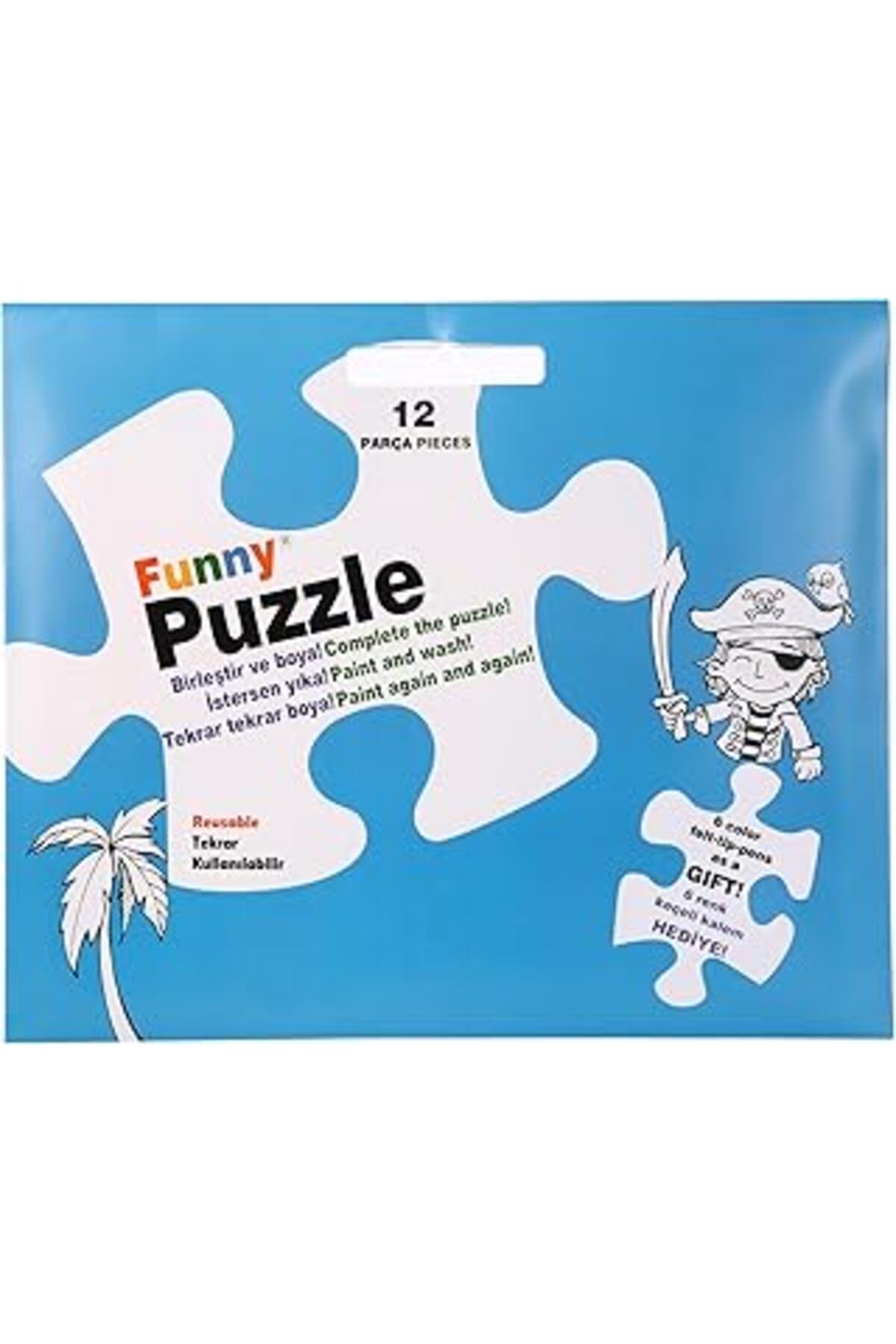 Pazarcan Akademi Çocuk Funny Mat Washable Puzzle Korsan Adası