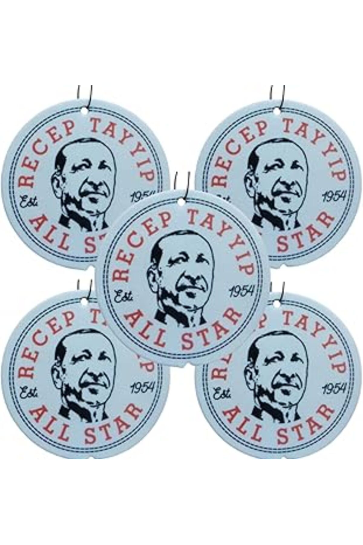 Karachil Recep Tayyip Erdoğan 5'Li Tasarımlı Araba Oto Oda Kokusu Aksesuarı Car Freshner