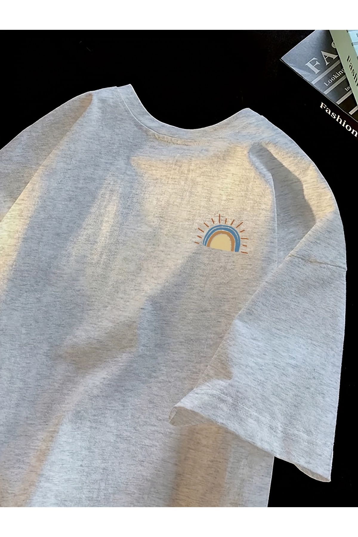 Jakinta Outdoors Baskılı Oversize Bisiklet Yaka Tişört Pamuk Penye 2 İplik Unisex & Günlük Rahat