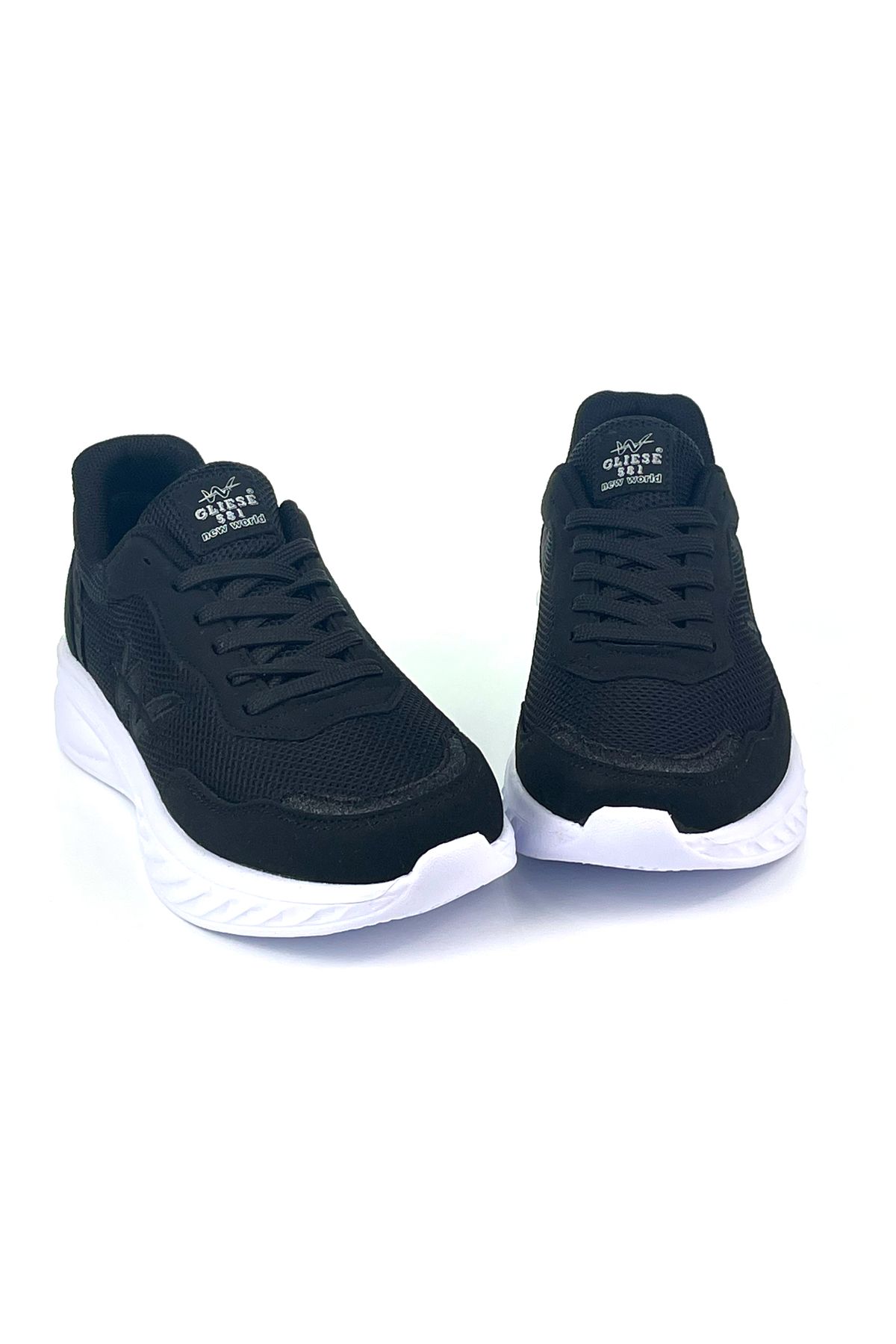 KAJILA Kadın Siyah Beyaz Hafif Fileli Günlük Rahat Sneaker Spor Ayakkabı