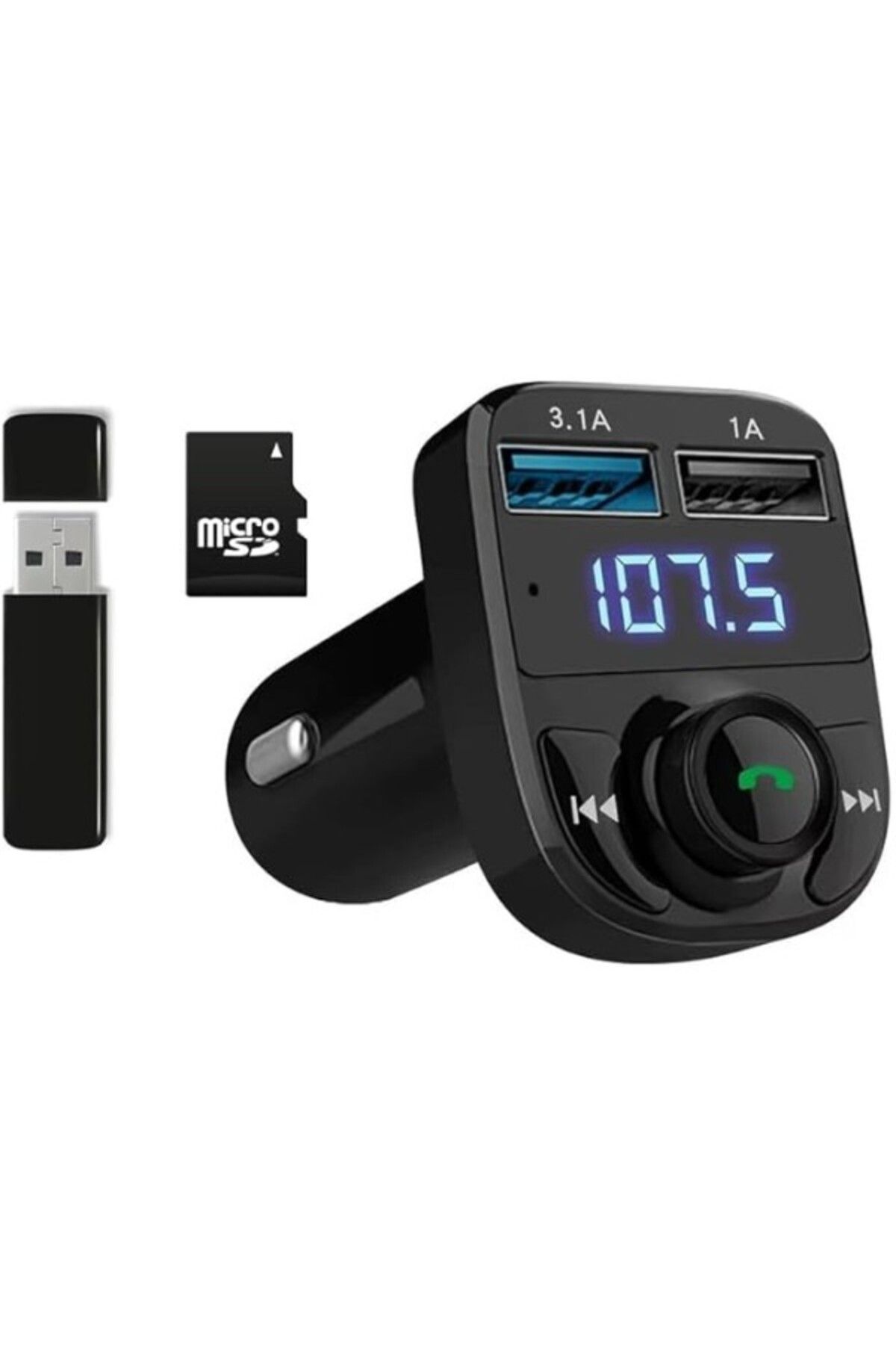 ShopZum Ga02 Otomatik Frekans Tanımalı Parazit Yok Fm Radyo Transmitter 3.1A Hızlı Şarj Micro Sd Bluetooth