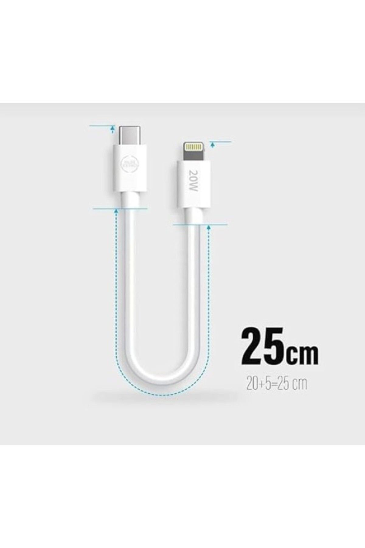 ShopZum 20W Type C To Lightning Iphone Uyumlu Dönüştürücü Araç İçi Şarj Kablosu 25 Cm Kısa İphone 11 12 13