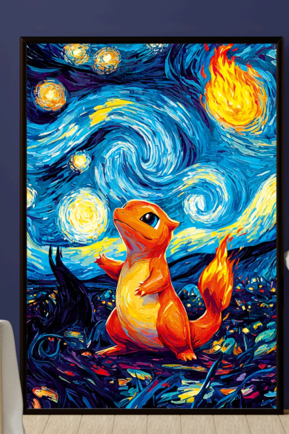 bds art sanatı evinize taşır Yıldızlı Gece Charmander LED Işıklı Cam Tablo