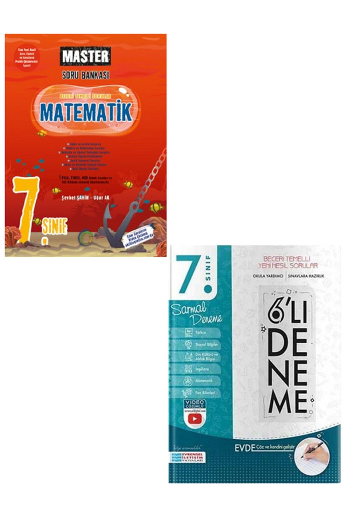 Evrensel İletişim Yayınları 7.Sınıf Okyanus Master Matematik Soru Bankası + 7.Sınıf Evrensel 6'Lı Sarmal Deneme / 2 KİTAP