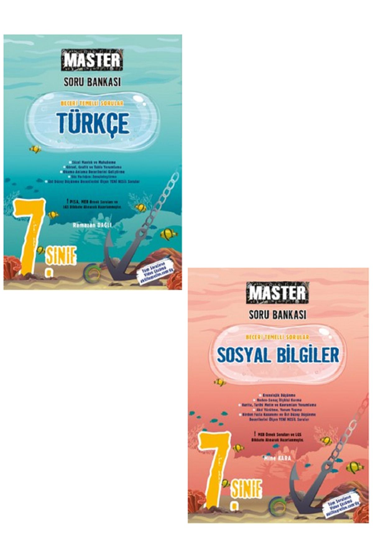 Evrensel İletişim Yayınları 7.Sınıf Okyanus Master Türkçe + Sosyal Bilgiler Soru Bankası / Beceri Temelli Sorular / 2 KİTAP