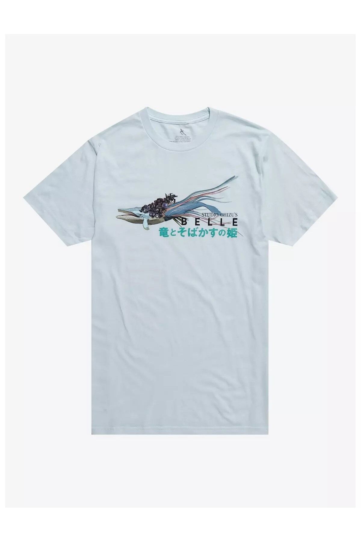 DEEFWEAR Beyaz Studio Chizu Belle Whale Ön Baskılı Unisex Oversize Tshirt