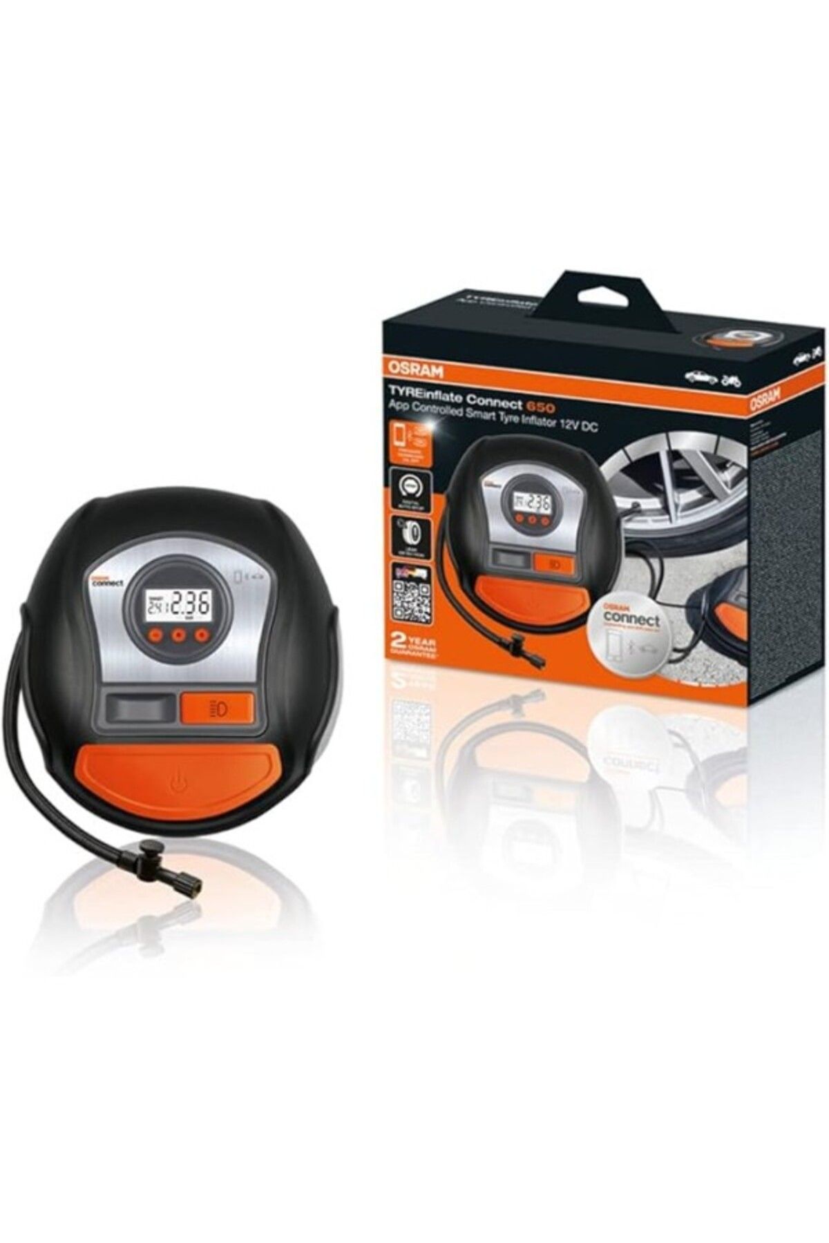 ShopZum Otic650 Bağlantı Dijital Lastik Kompresörü, Hava Kaçağı Tespiti, Led Işık, Taşınabilir 12V