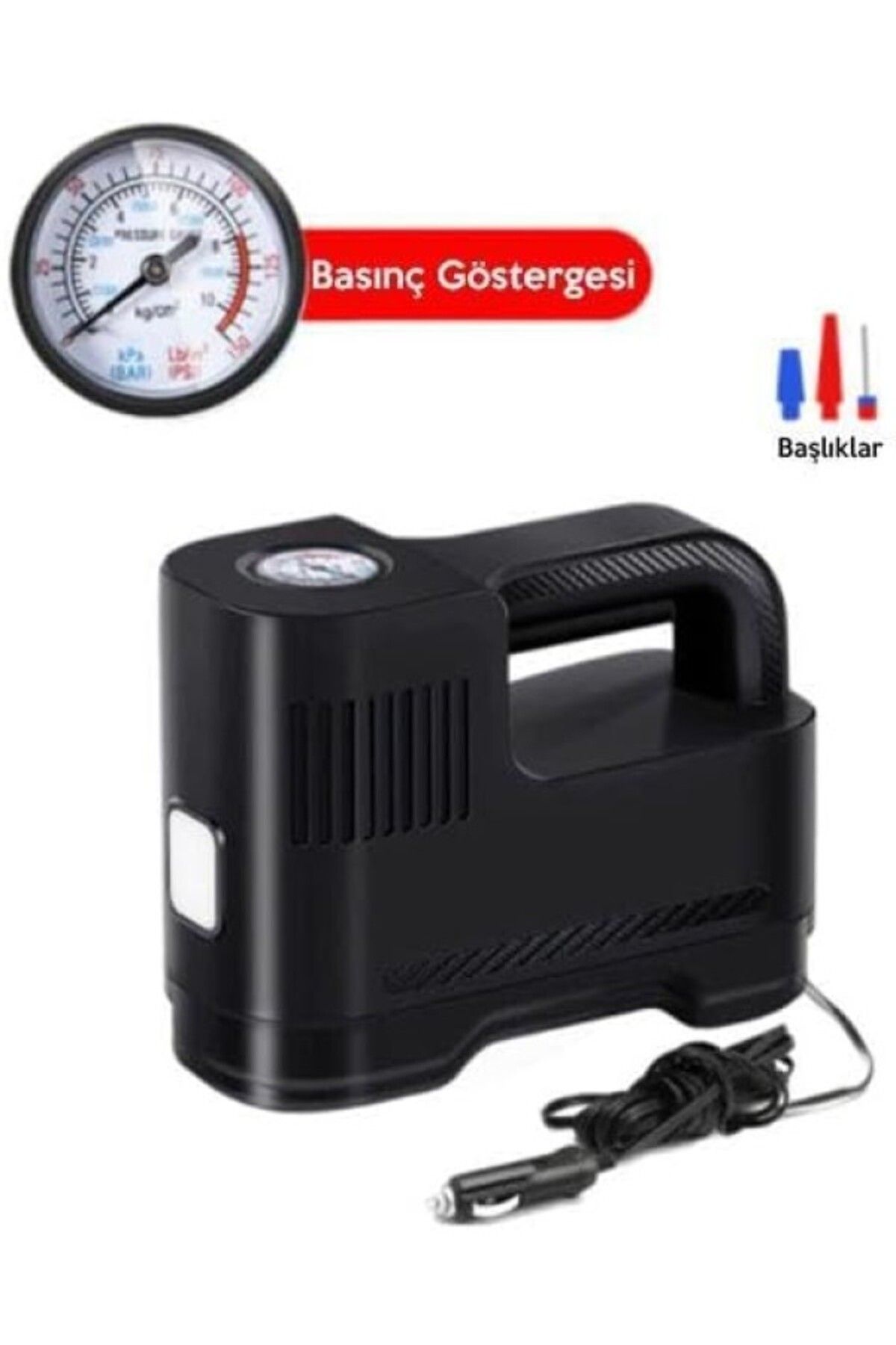 ShopZum Polham 12V Taşınabilir Kompresör, Araç İçin Lastik Şişirme Pompası, Otomobil