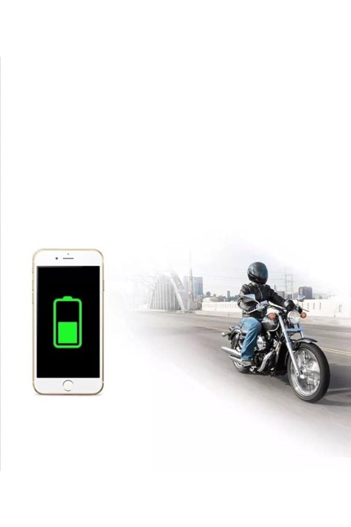 ShopZum Usb Çıkışlı Sigortalı Motosiklet Gidon Usb Şarj Aleti, 2V Motosiklet Bisiklete Binme