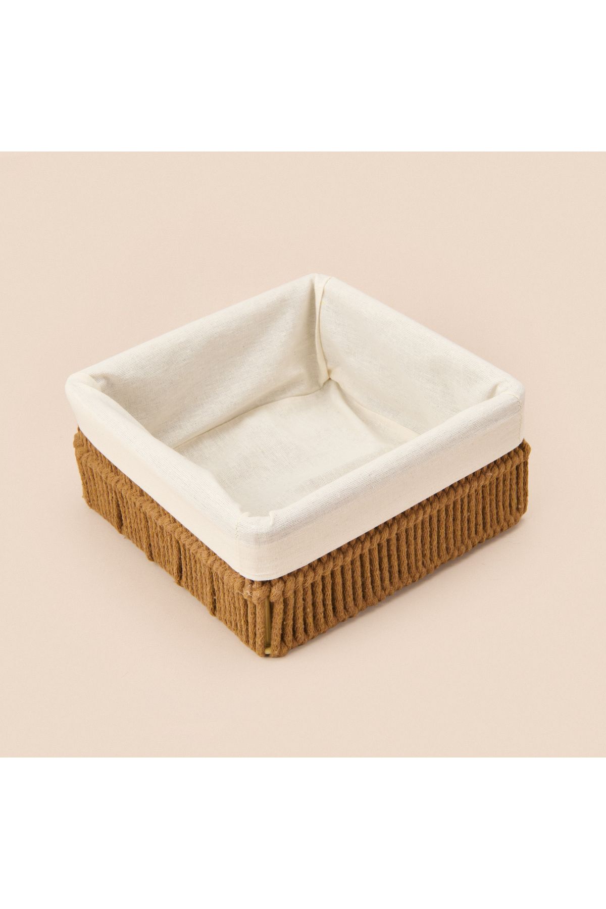 Simple Living Earthy Hues Küçük Dekoratif Sepet - Bej / Beyaz - 18x18x8 cm