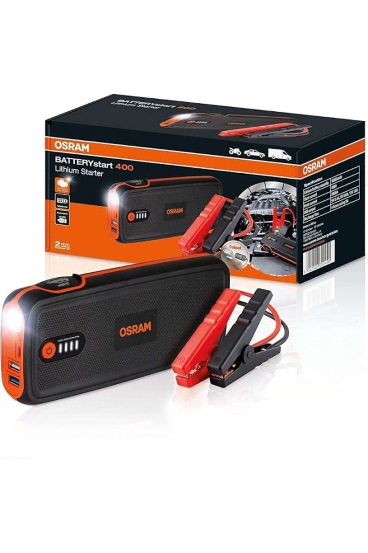 ShopZum Batterystart 400 Akü Takviye Cihazı, 16800 Mah, Led Işık, Usb Şarj Girişi, Taşınabilir Araç
