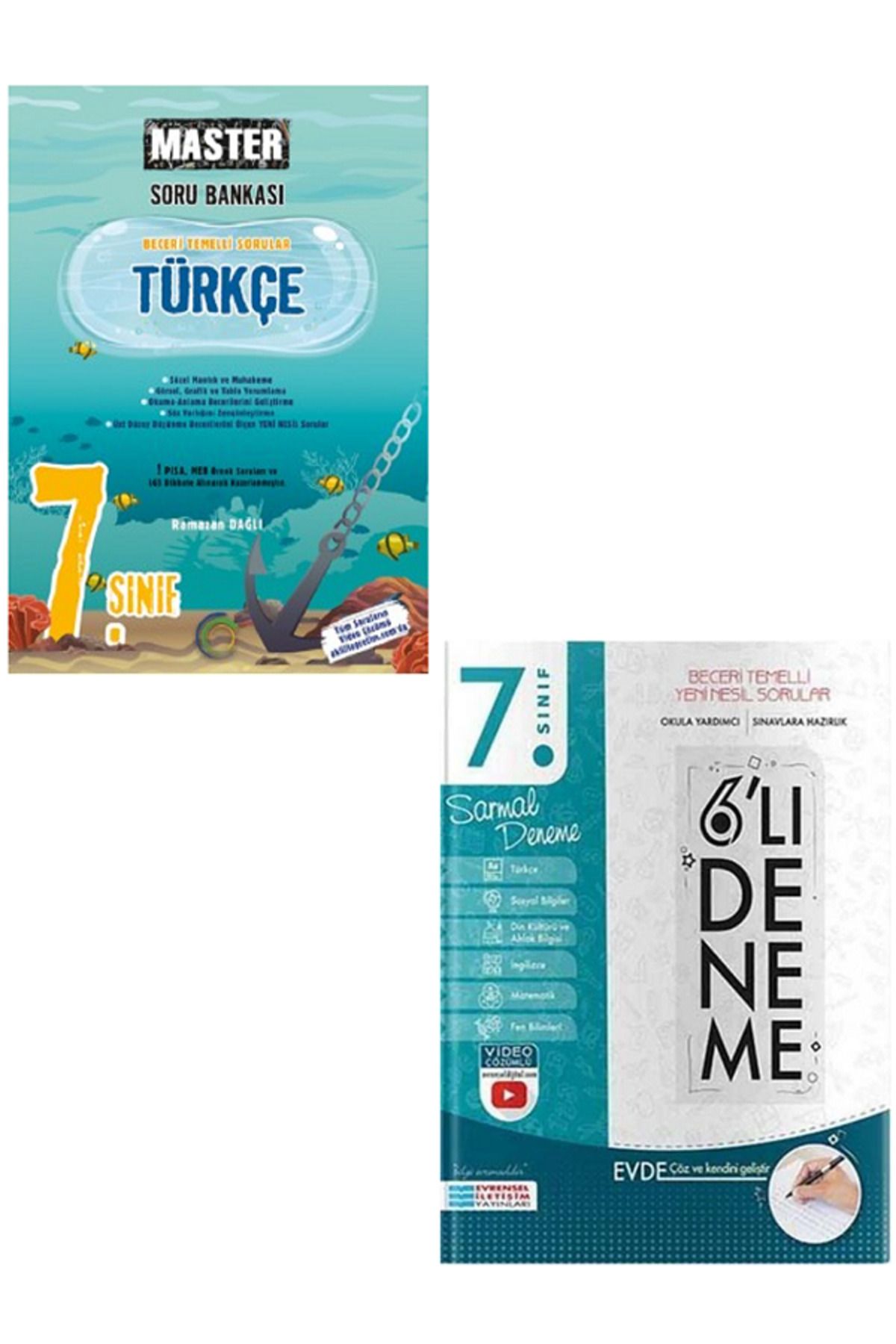 Evrensel İletişim Yayınları 7.Sınıf Okyanus Master Türkçe Soru Bankası + 7.Sınıf Evrensel 6'Lı Sarmal Deneme / 2 KİTAP