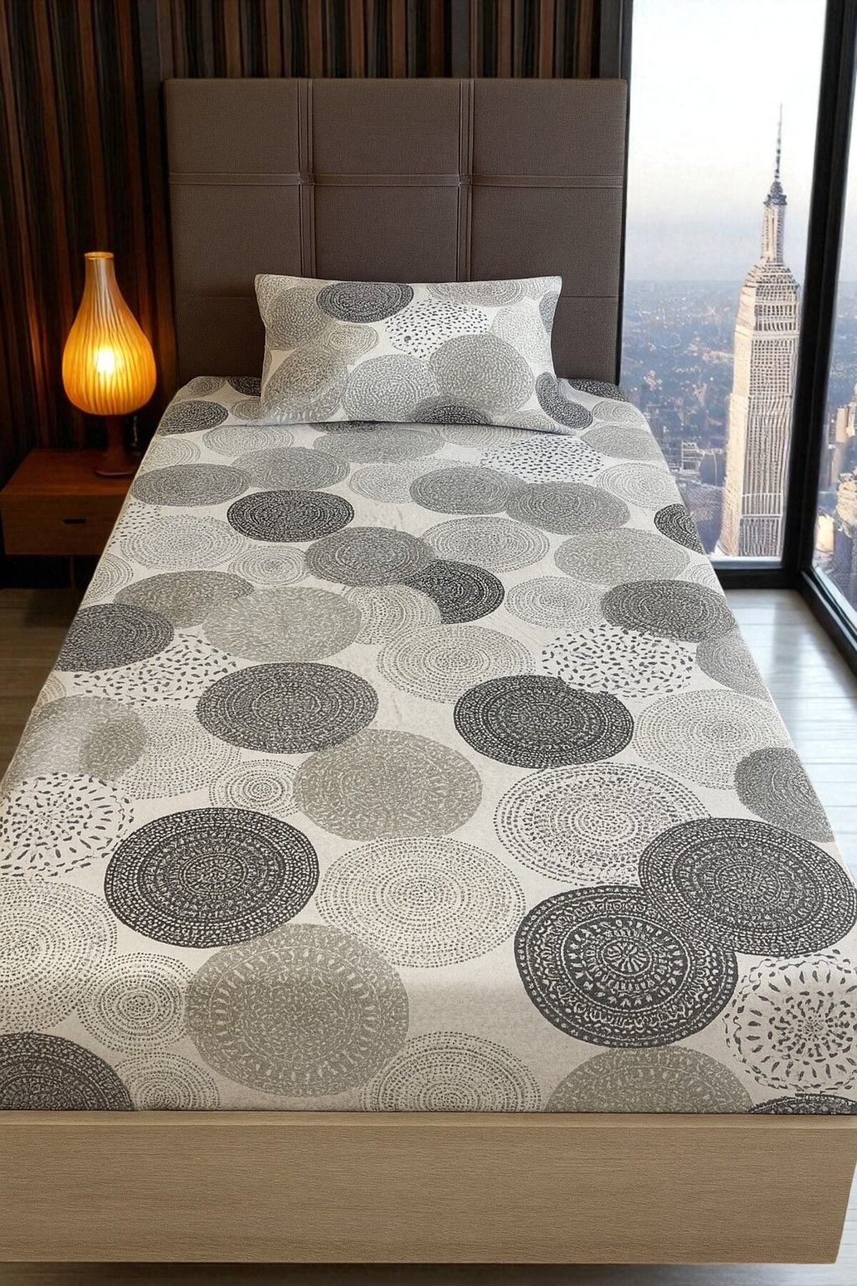 MixCotton Home Desenli Pamuklu Latikli Çarşaf Ve Yastık 100x200 Cm Çarşaf +50x70 Cm Yastık Kılıfı