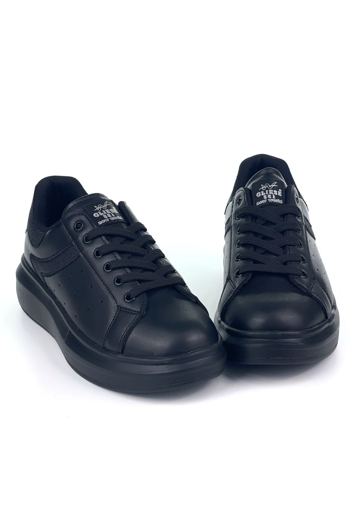KAJILA Kadın Siyah Simli Rahat Günlük Sneaker Spor Ayakkabı