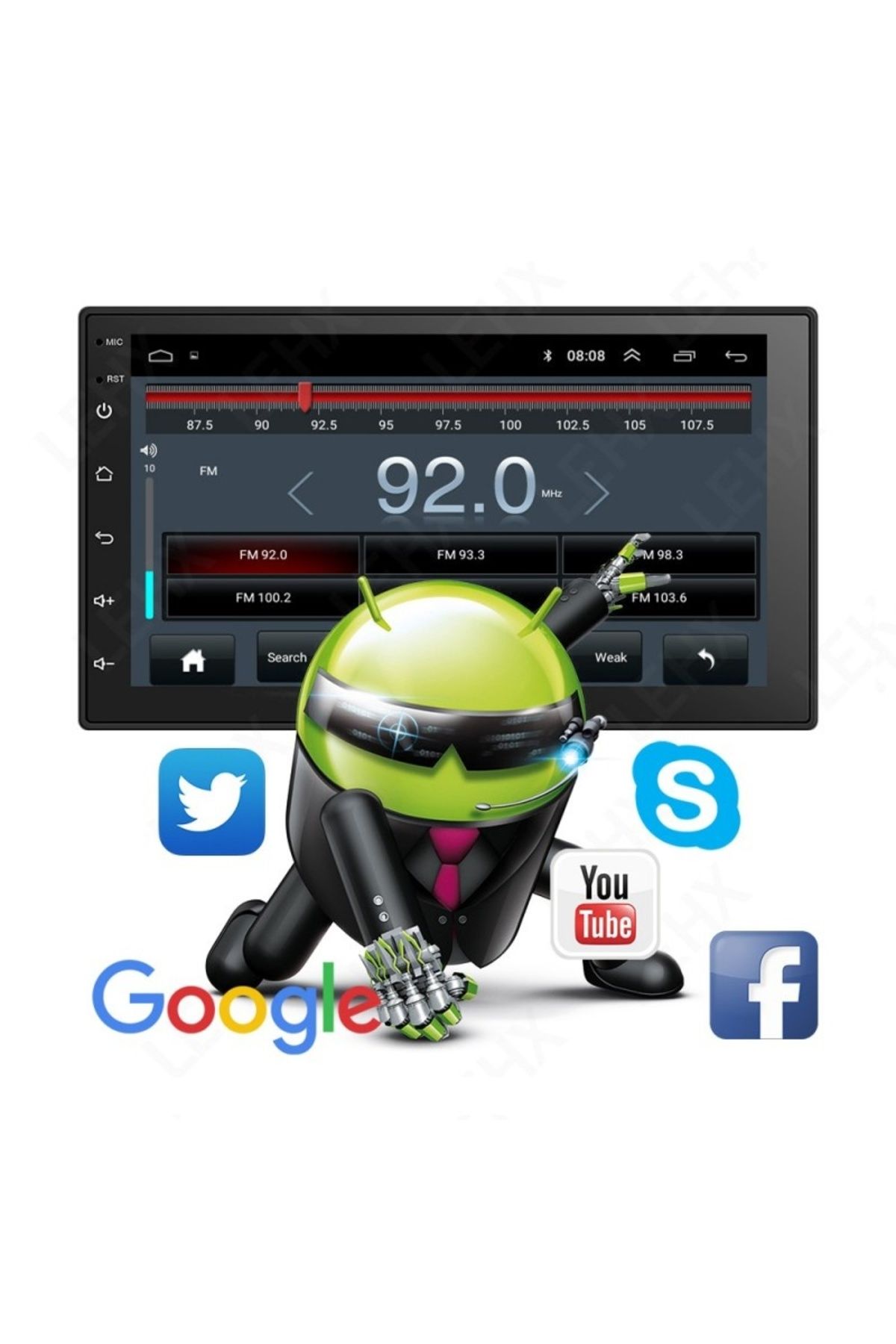 TECHSTAR-Car Navigation Multimedia 7168 Techstar® 2DIN Android 8.1 GPS Radio Wi-Fi Display 7" Quad Core MP5 P 2