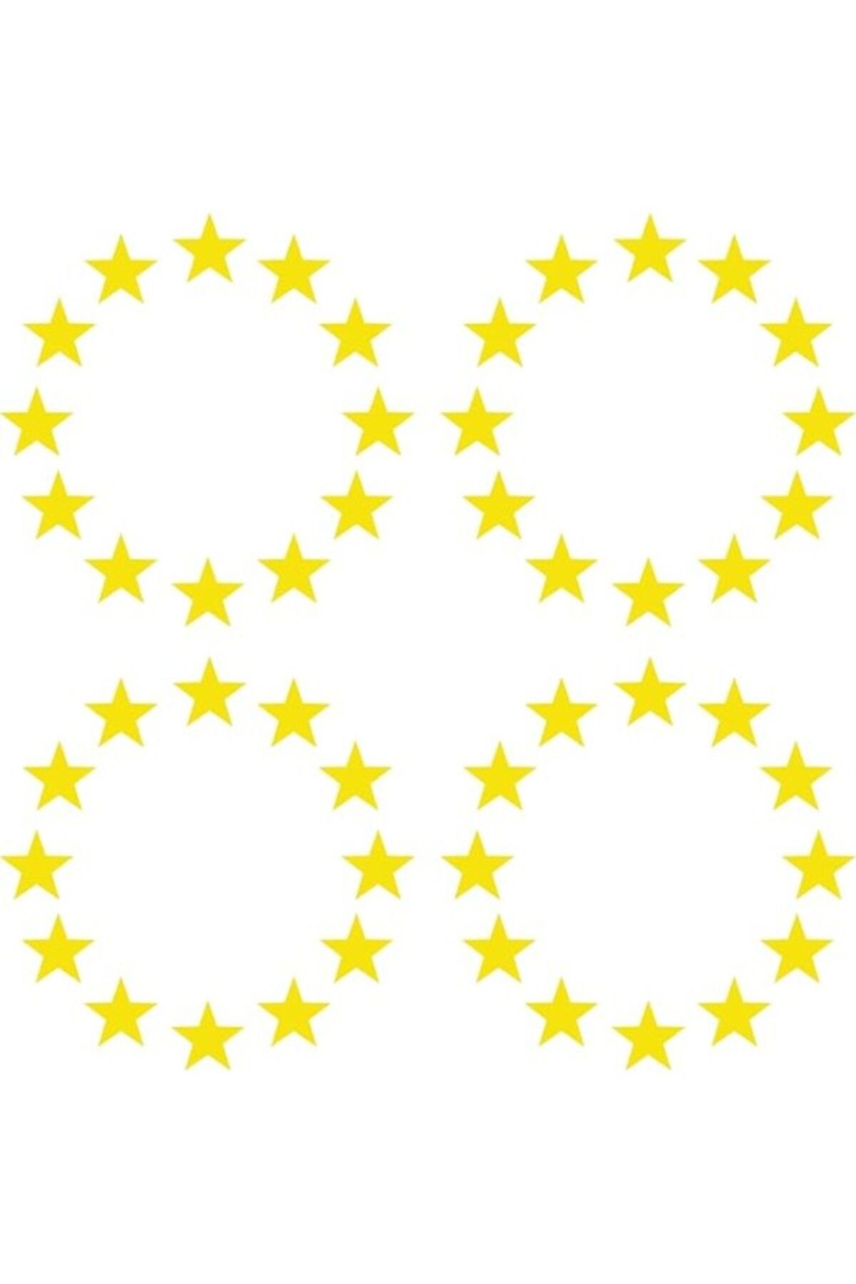 ShopZum 3 X 3 Cm Plaka Ab Yıldızı Oto Sticker Plaka Sticker 4 Adet Sarı