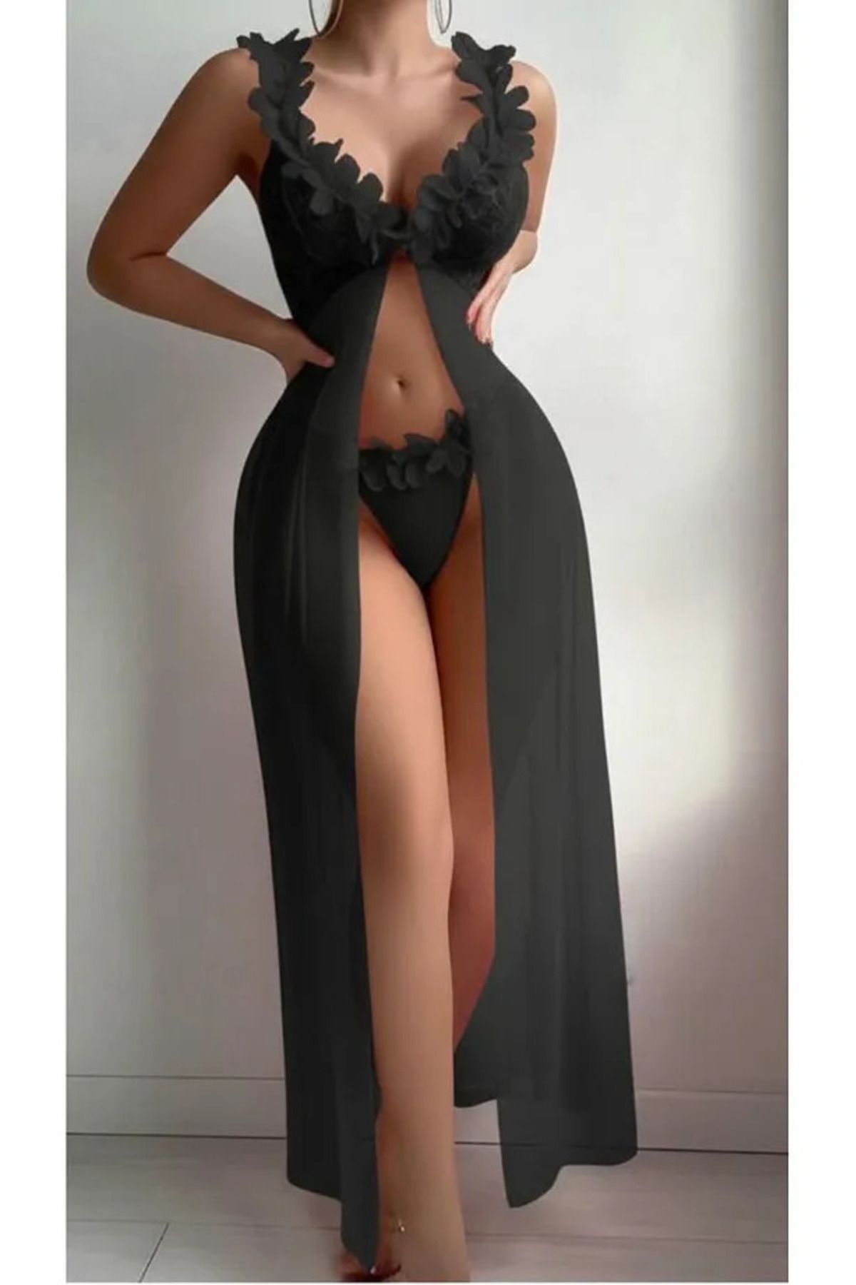 lovenue lingerie Kadın Transparan Dantel Detaylı Romantik Gecelik