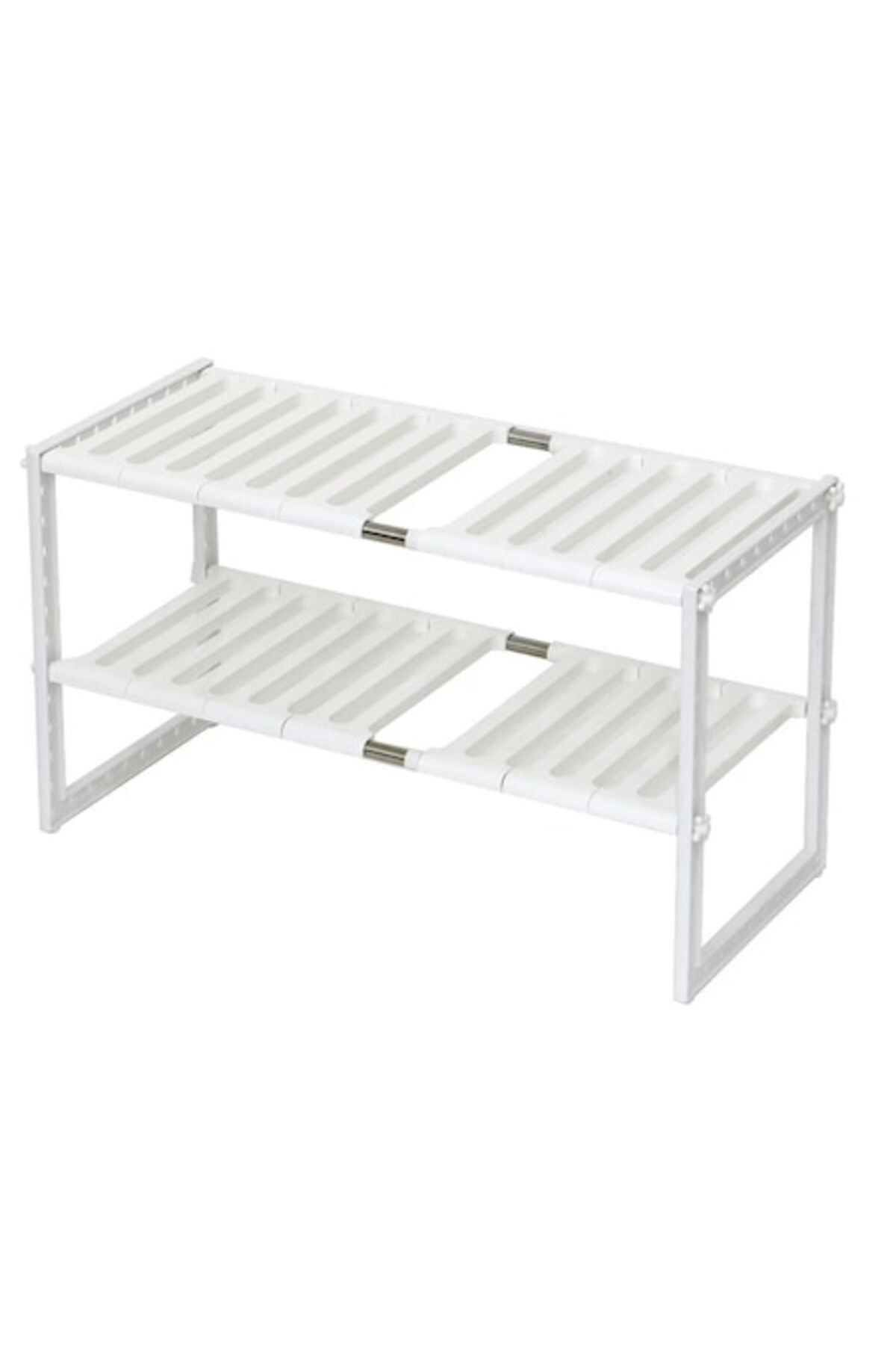 Rovitech Raft De Depozitare Multifunctional Extensibil Din Plastic Si Otel Inoxidabil, Alb, 50 - 70 Cm Lungim - One Size