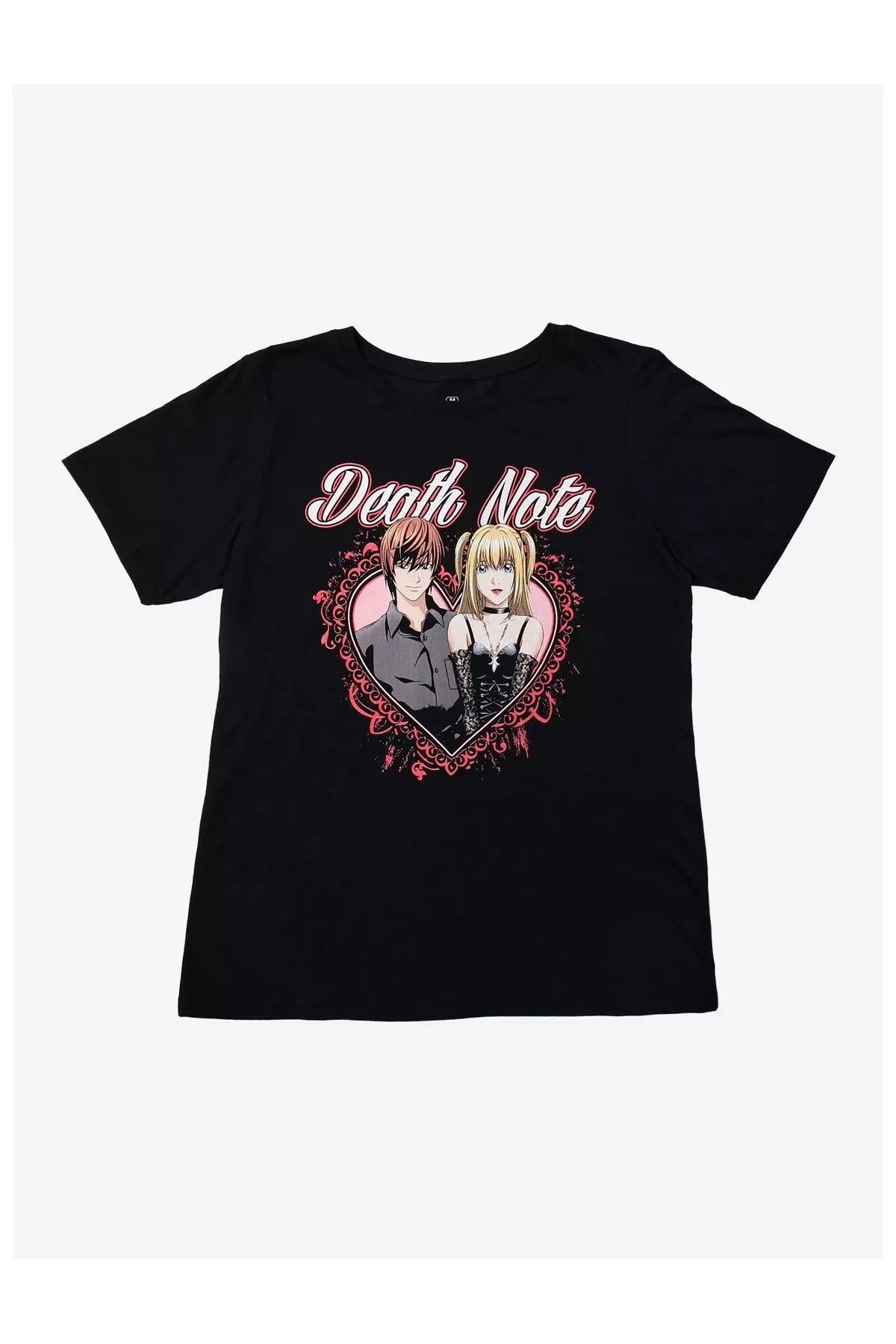 DEEFWEAR Siyah Death Note Misa & Light Heart Ön Baskılı Unisex Oversize Tshirt