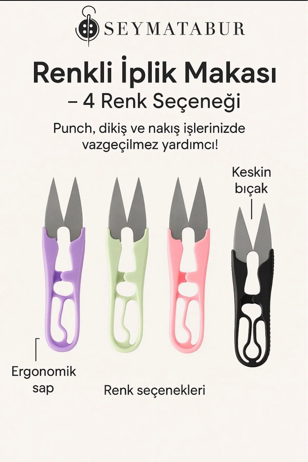 BALIM ÖRGÜ EVİ Renkli İplik Makası Siyah ;Punch dikiş nakış kanaviçe