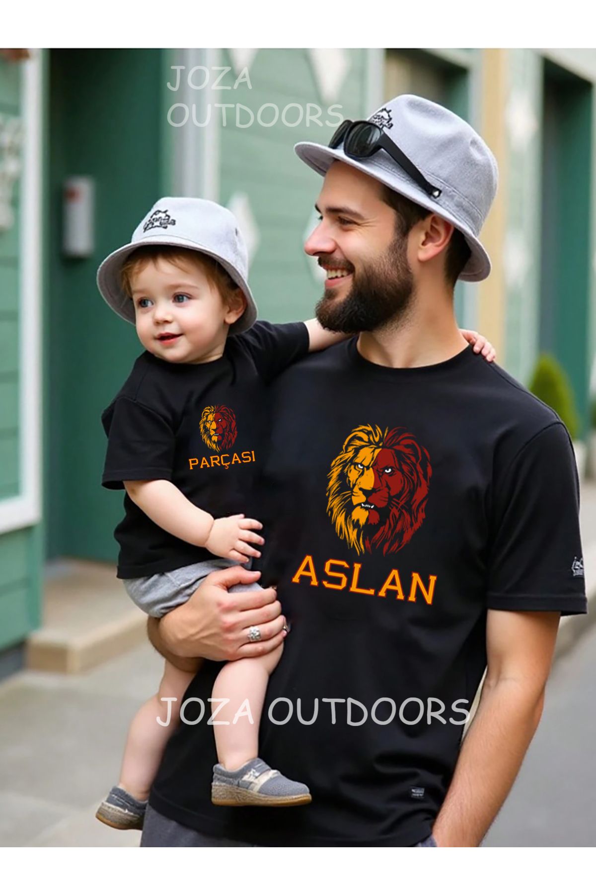 Joza Outdoors Aslan Parçası Baskılı Oversize Tshirt Anne Baba Çocuk Kombini ( TEK ÜRÜN FİYATIDIR )