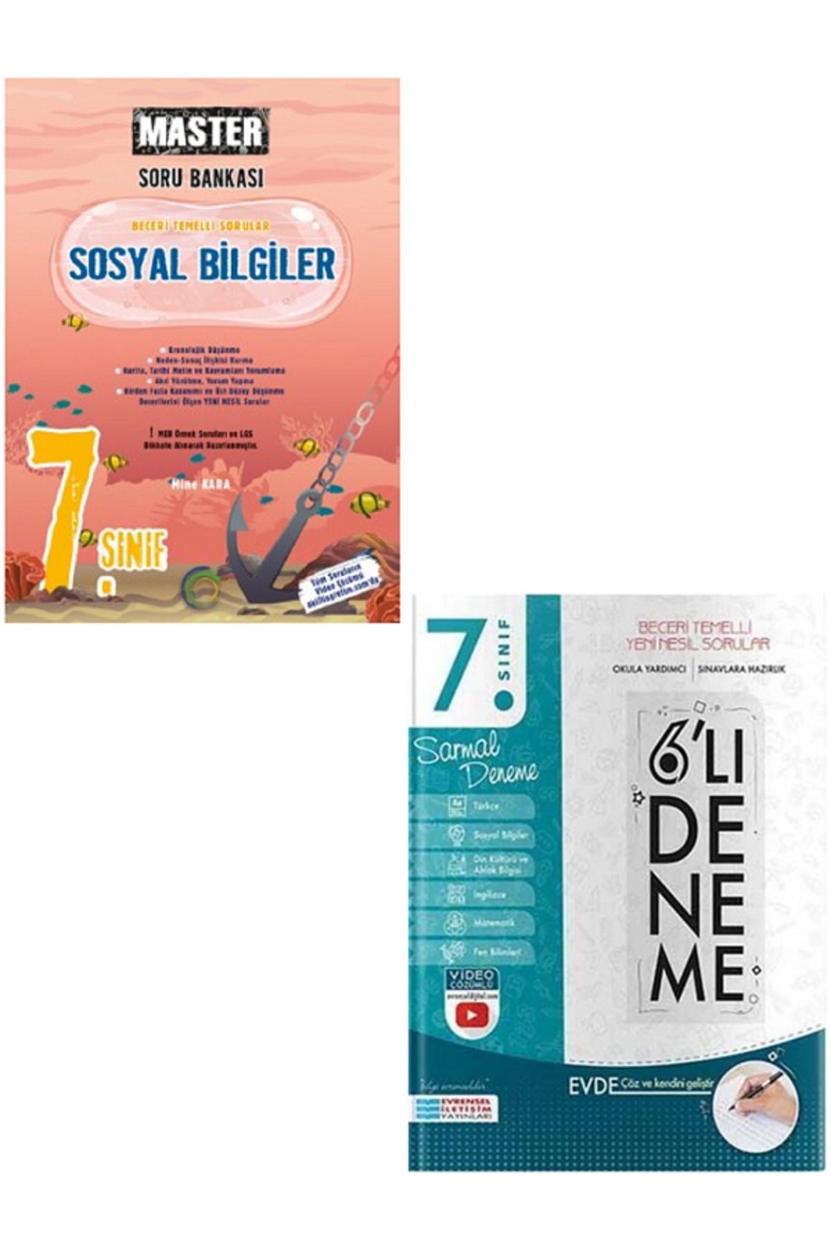 Evrensel İletişim Yayınları 7.Sınıf Okyanus Master Sosyal Bilgiler Soru Bankası + 7.Sınıf Evrensel 6'Lı Sarmal Deneme / 2 KİTAP