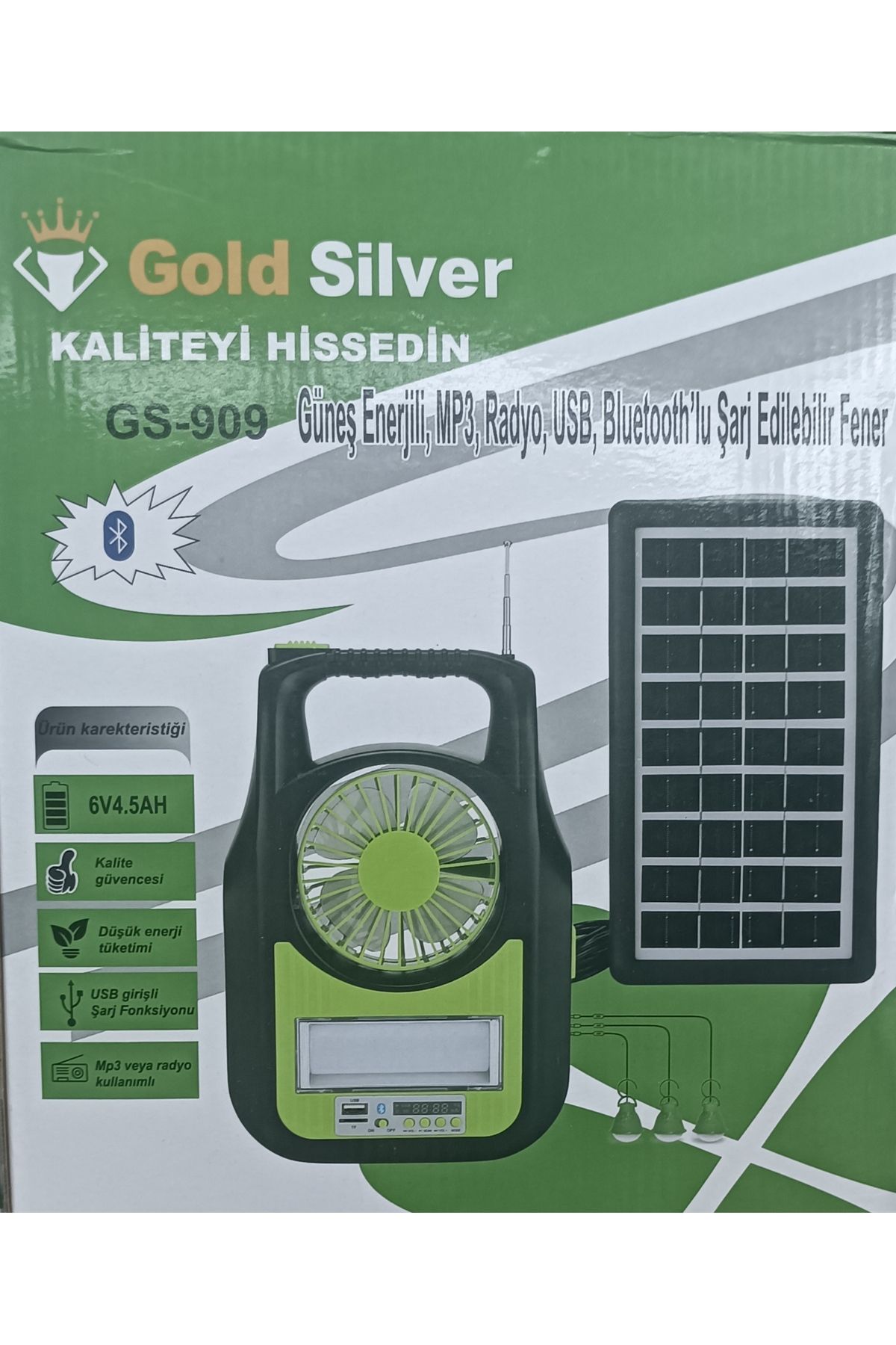 rigour ışıldak gs-909 güneş enerjili mp3radyo usb şarj edilebilir fener solar aydınlatma