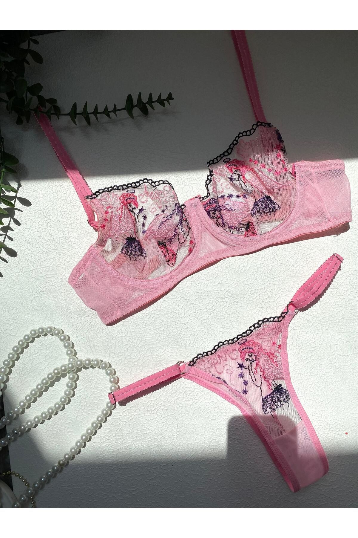 BLUEAVCI Pembe Barbie İç Çamaşırı Takımı