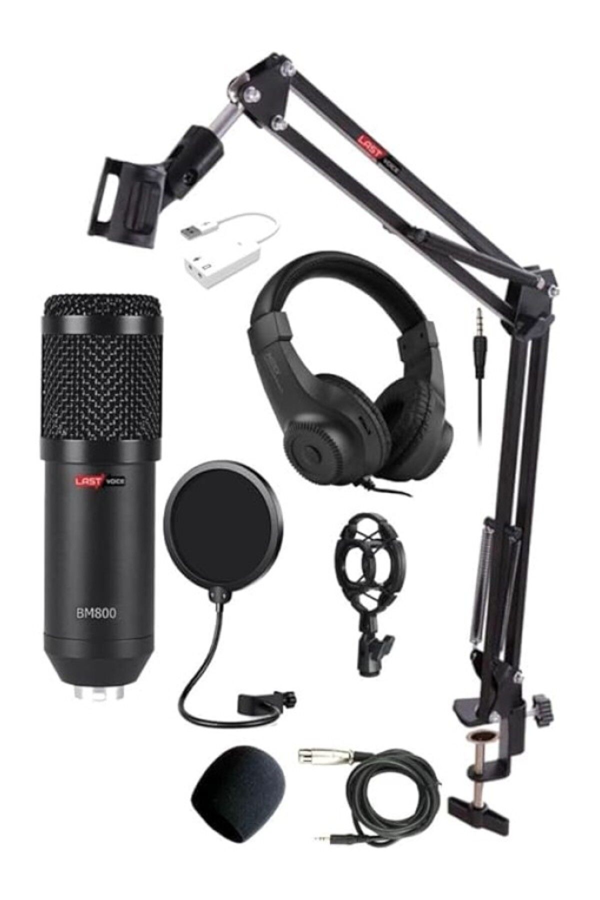 ShopZum Lastvoice Bm800K Mikrofon Seti (Stand Filtre 7.1 Ses Kartı Kulaklık)