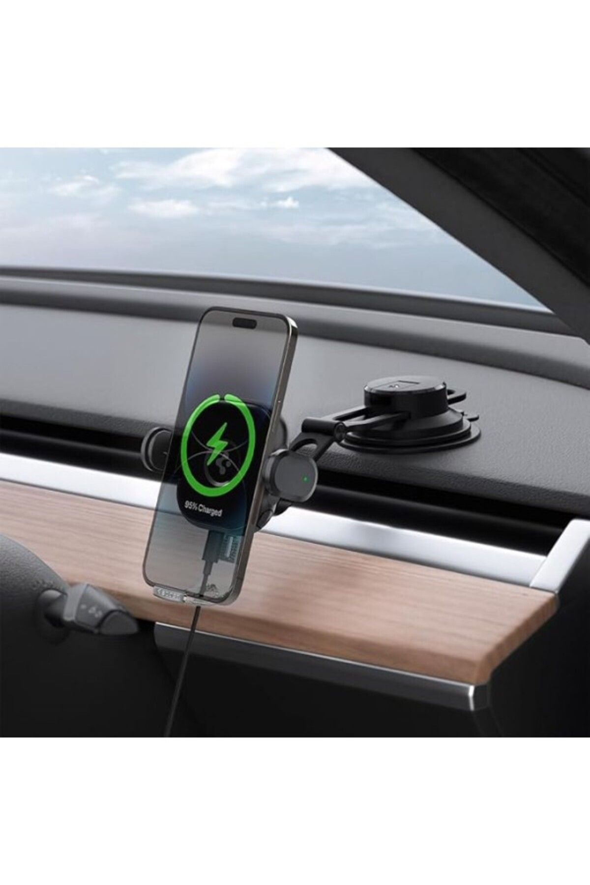 ShopZum Magfit Dashboard Araç Içi Telefon Tutucu + Manyetik Kablosuz Şarj Cihazı Iphone Magsafe