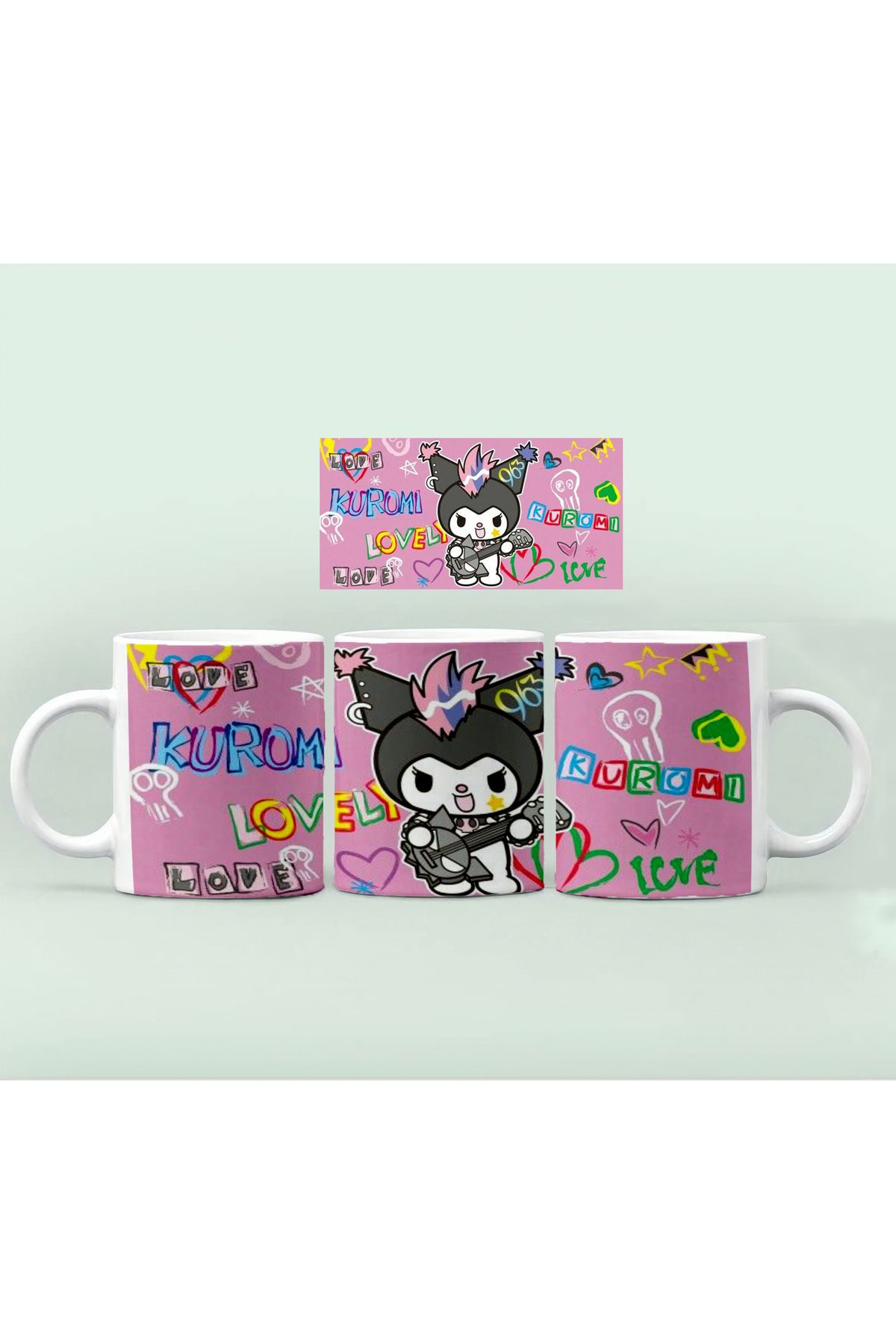 RHG Art Kuromi Sanrio Tasarım Baskılı Kupa Bardak Kahve Fincanı 300 ml