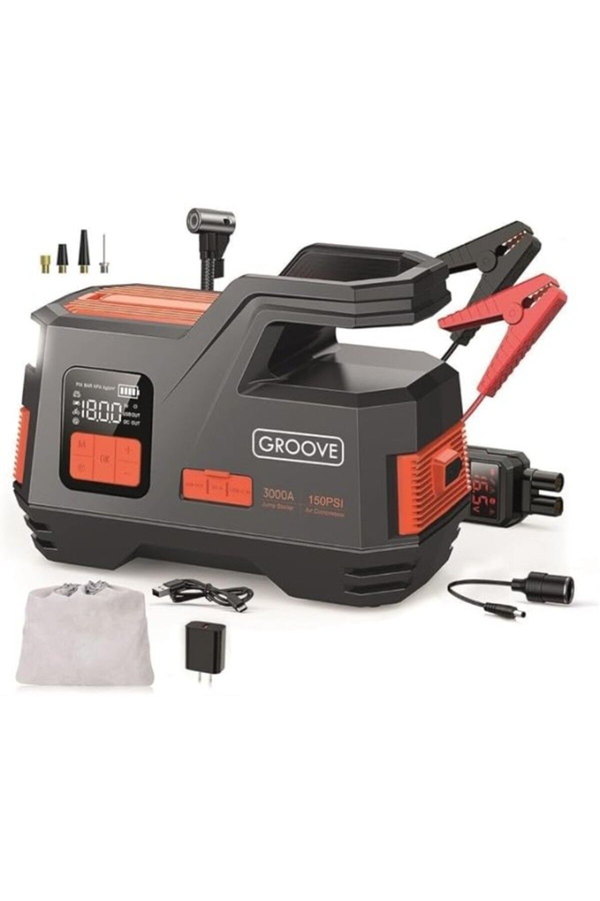 ShopZum Js006 26800Mah 3000A Akü Takviye Cihazı + Lastik Şişirme Kompresörü Taşınabilir Jump Starter
