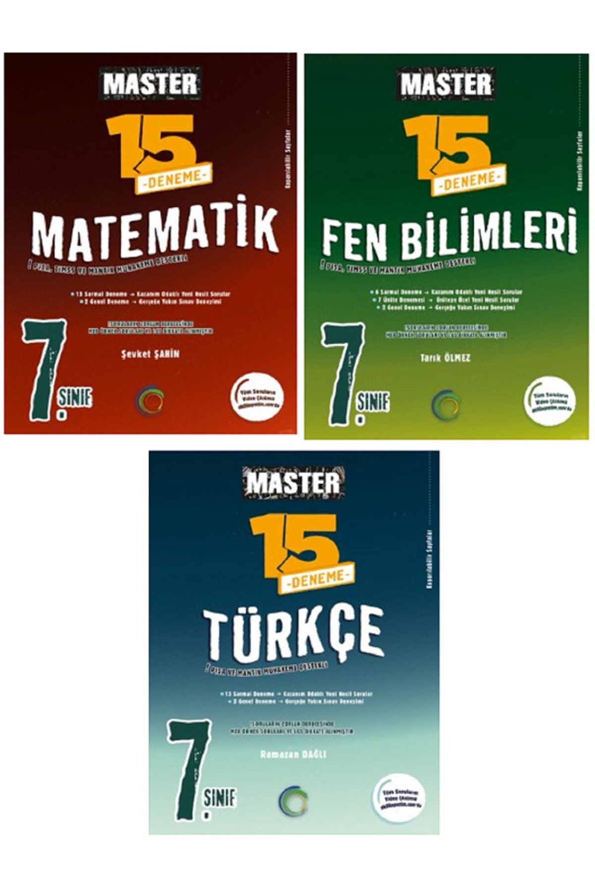 Evrensel İletişim Yayınları 7.Sınıf Okyanus Master Matematik + Türkçe + Fen Bilimleri 15'Li Denemeleri / 3 KİTAP SET