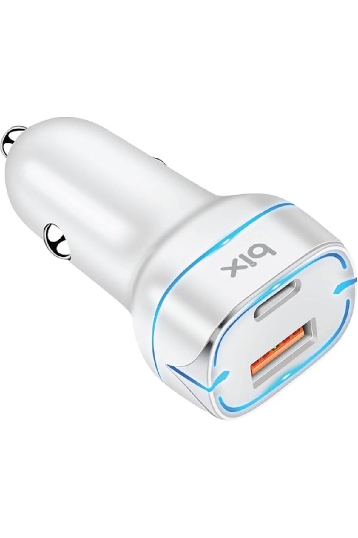 ShopZum Bx-Ccp36Wt 38W Type-C Pd 20W Ve Usb-A Qc 3.0 18W Çift Portlu Led Işıklı Araç Şarj Cihazı Beyaz