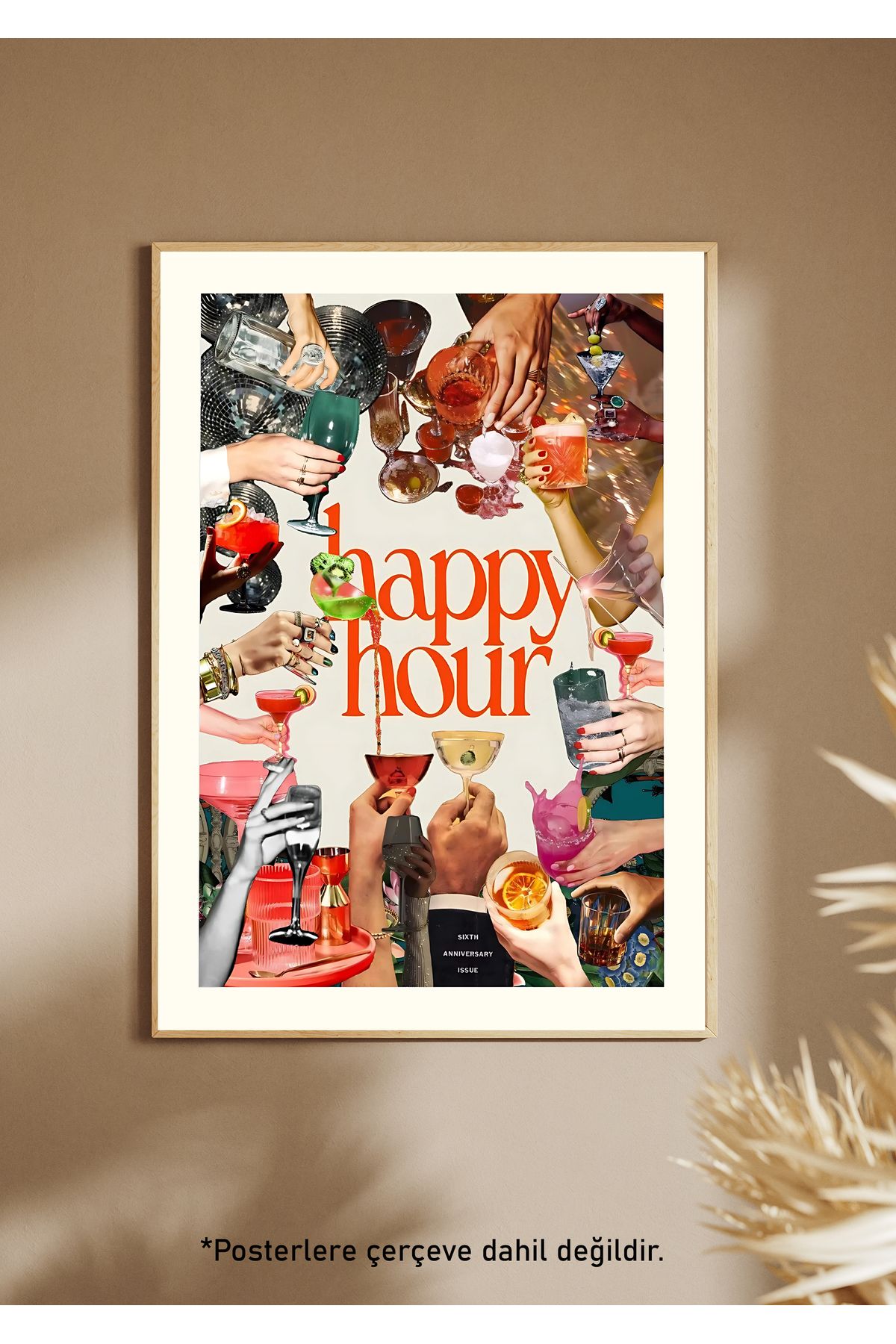 One Little Happiness HAPPY HOUR Poster Estetik Duvar Posteri , Çerçevesiz Poster