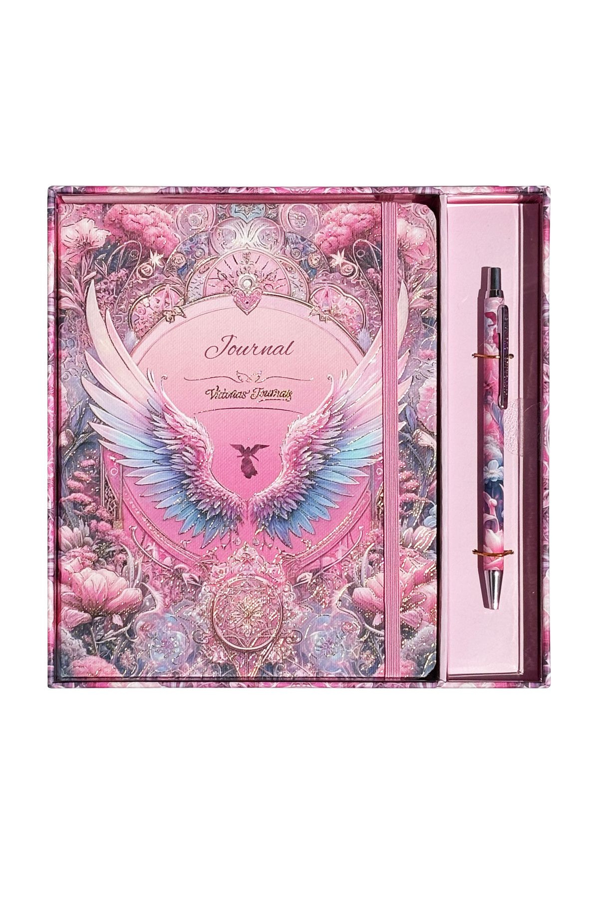 Victoria's Journals Kutulu Set, A5 Sert kapaklı Çizgili Defter ve Metal Gövdeli Tükenmez Kalem.