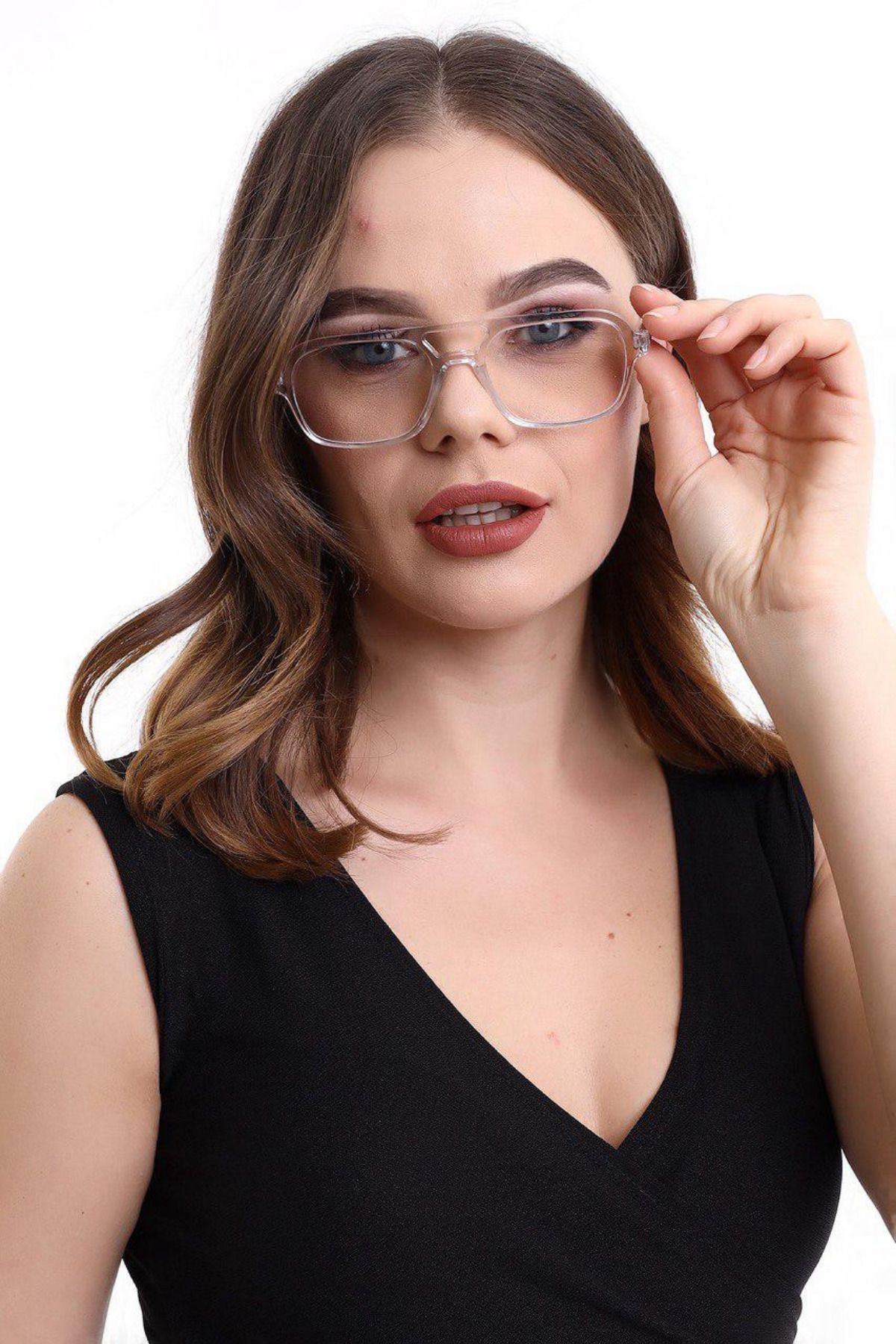Chunky Frame Unisex Şeffaf Çerçeveli Mavı Işık Filtreli Gözlük