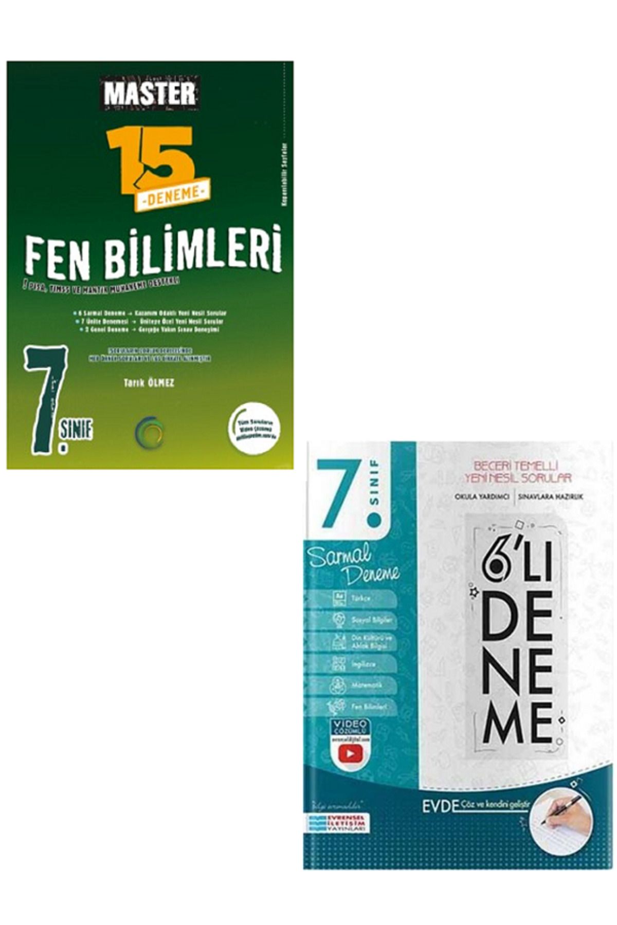 Evrensel İletişim Yayınları 7.Sınıf Okyanus Master Fen Bilimleri 15'Li Deneme + 7.Sınıf Evrensel 6'Lı Sarmal Deneme / 2 KİTAP