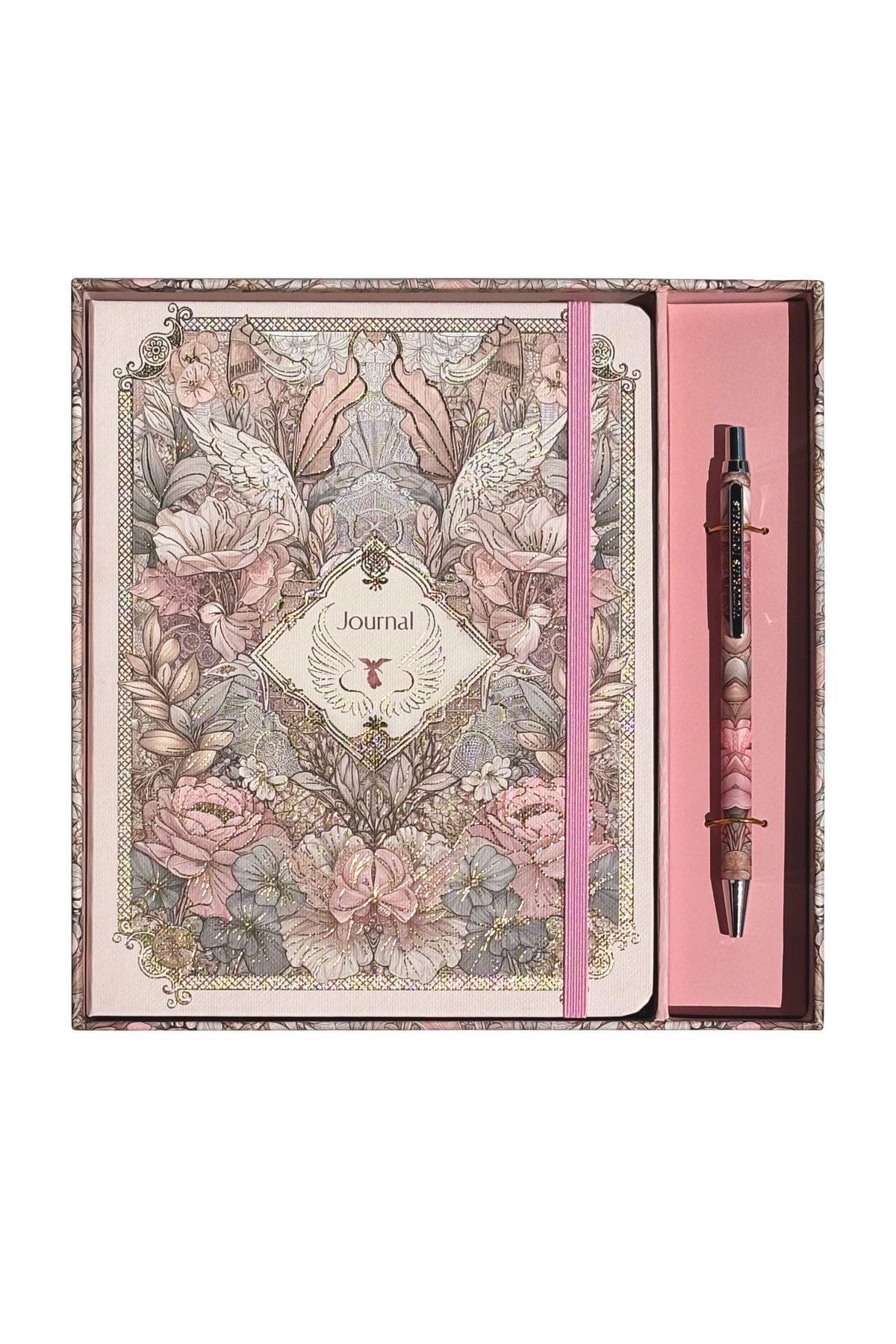 Victoria's Journals Kutulu Set, A5 Sert kapaklı Çizgili Defter ve Metal Gövdeli Tükenmez Kalem.