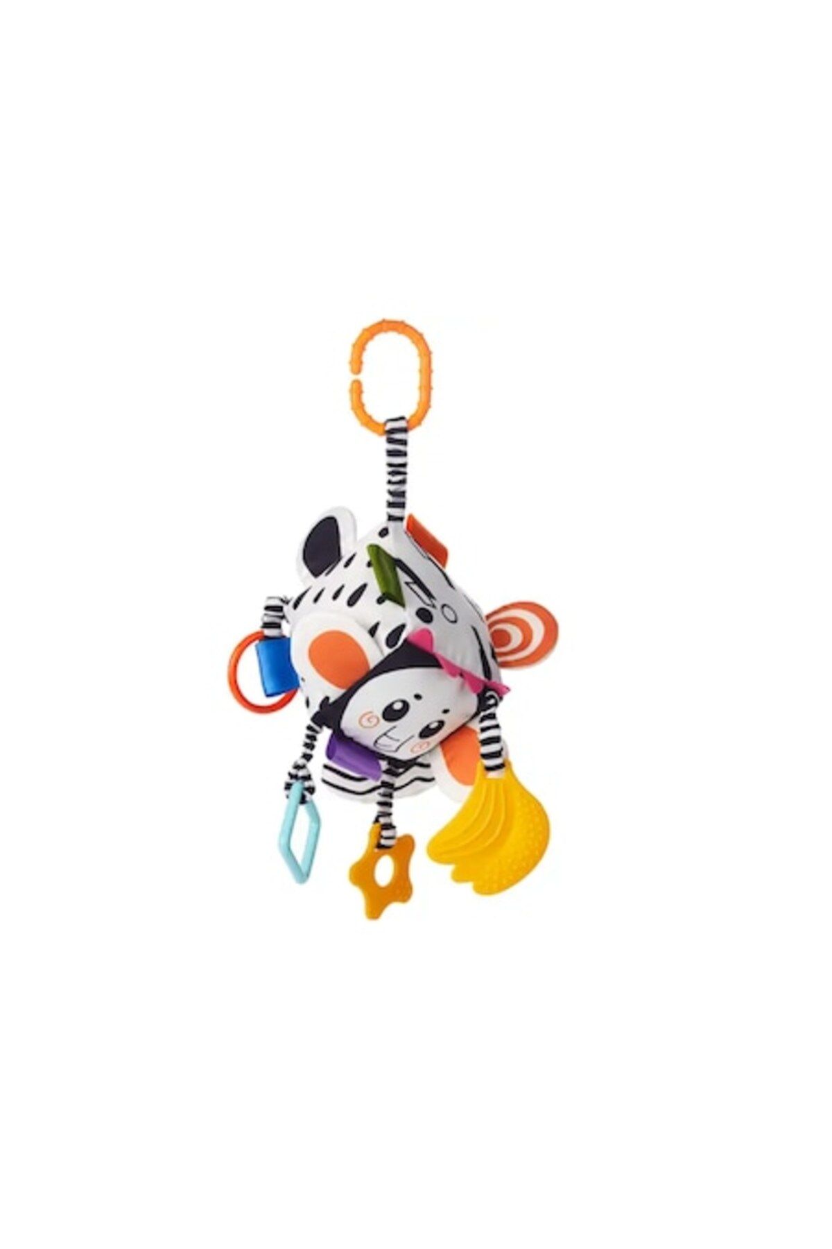 tumama-Rattle toy with 6 sides, silicone parts for teething, hanging, cube shape, Tumama®, black and white 1