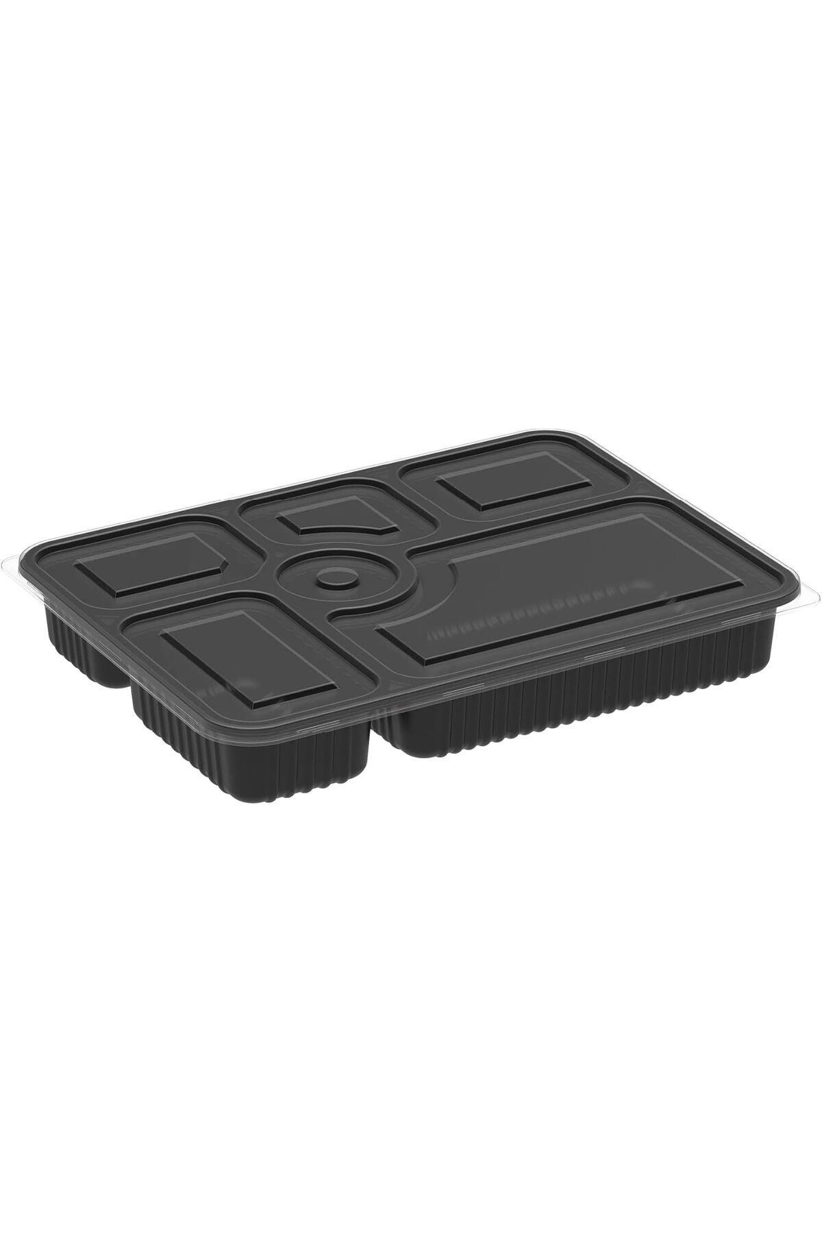 Ideal Pack-Black Base Rectangular 6-Compartment Food Containers with Lids – Pack of 5 9