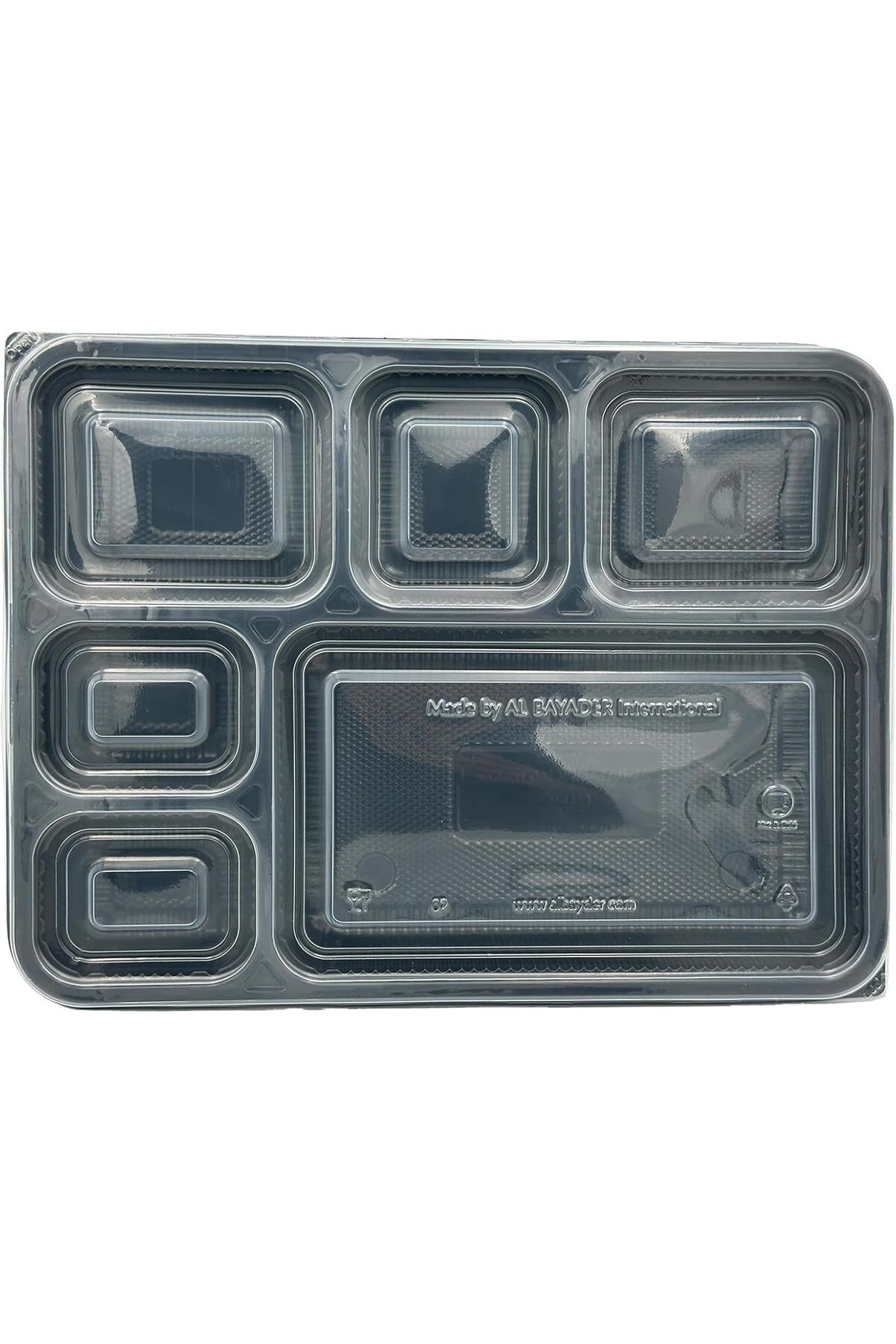 Ideal Pack-Black Base Rectangular 6-Compartment Food Containers with Lids – Pack of 5 5