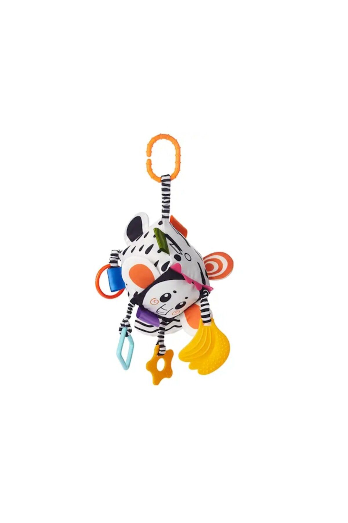tumama-Rattle toy with 6 sides, silicone parts for teething, hanging, cube shape, Tumama®, black and white 2