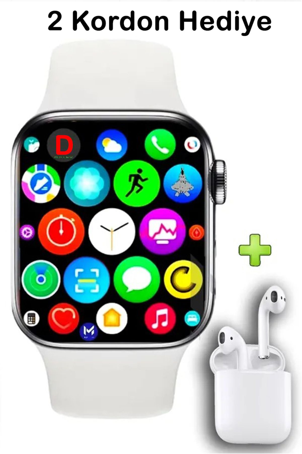 DigiMonster Ultra 9 Max Akıllı Saat + Bluetooth Kulaklık Hediyeli Set (42mm - 2 Silikon Kordon Hediye)
